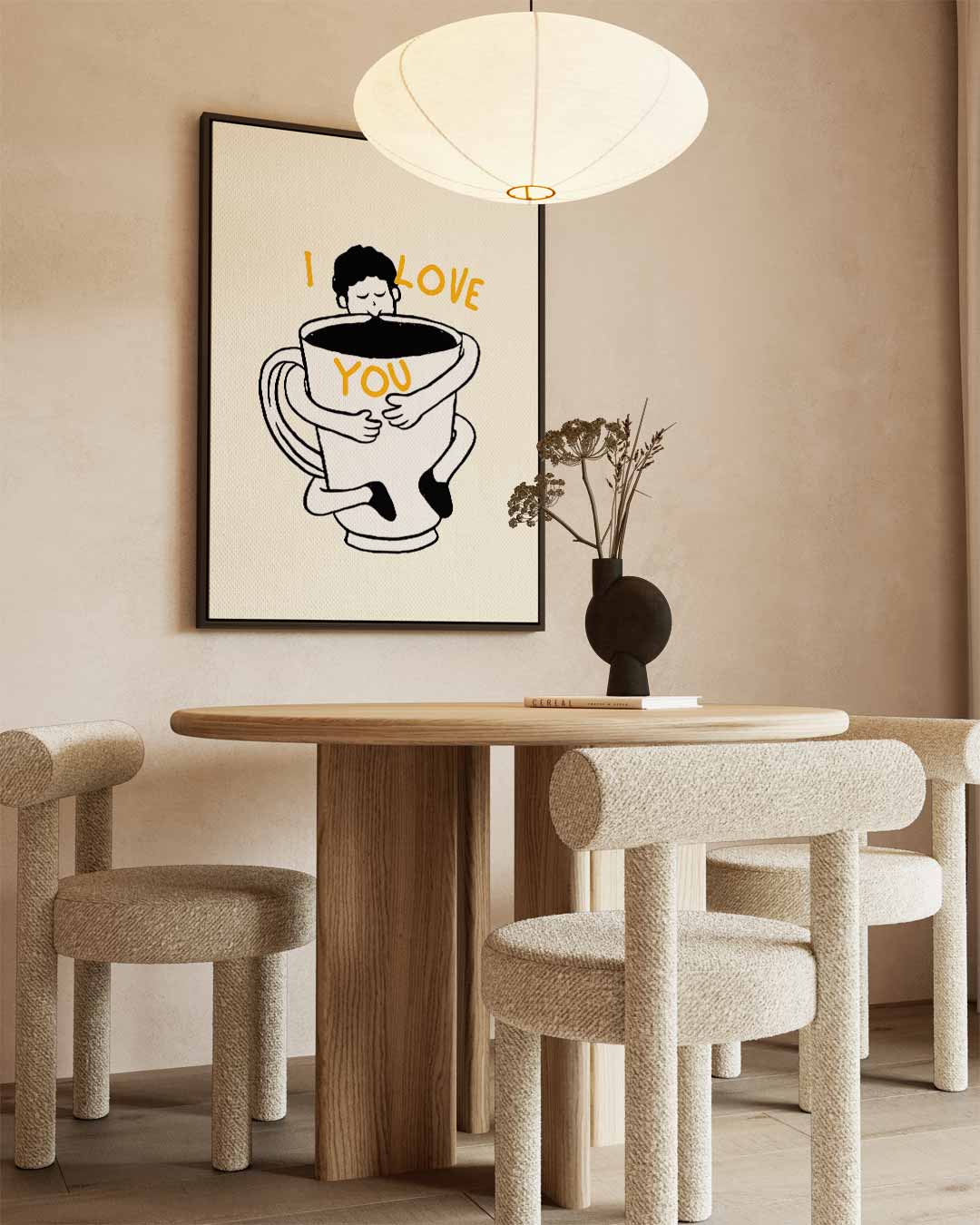 Koffieknuffel Illustratie Kunstwerk-canvas-dibond-plexiglas-wanddecoratie-WallArtistic