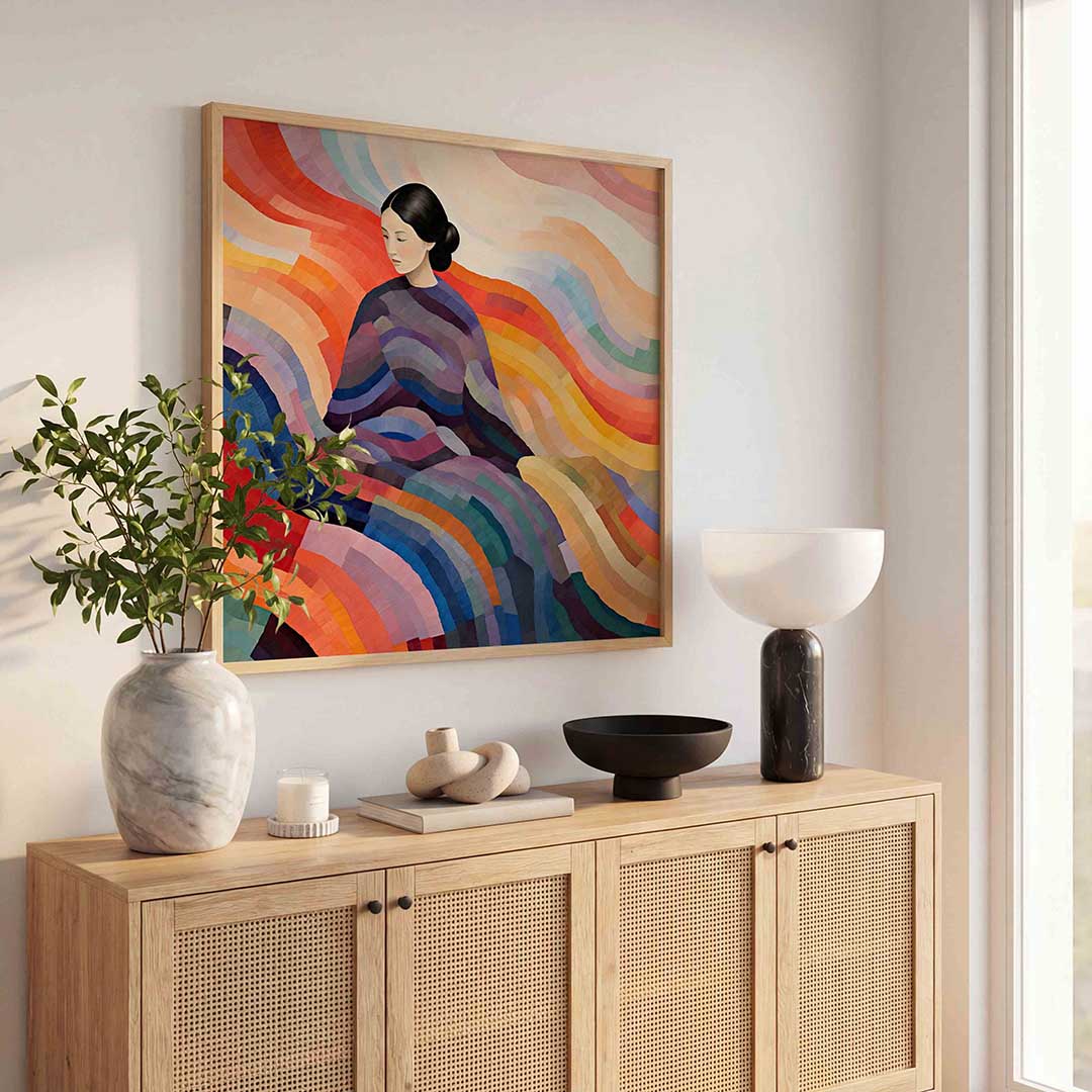Vrouw met kleurrijke golven Poster