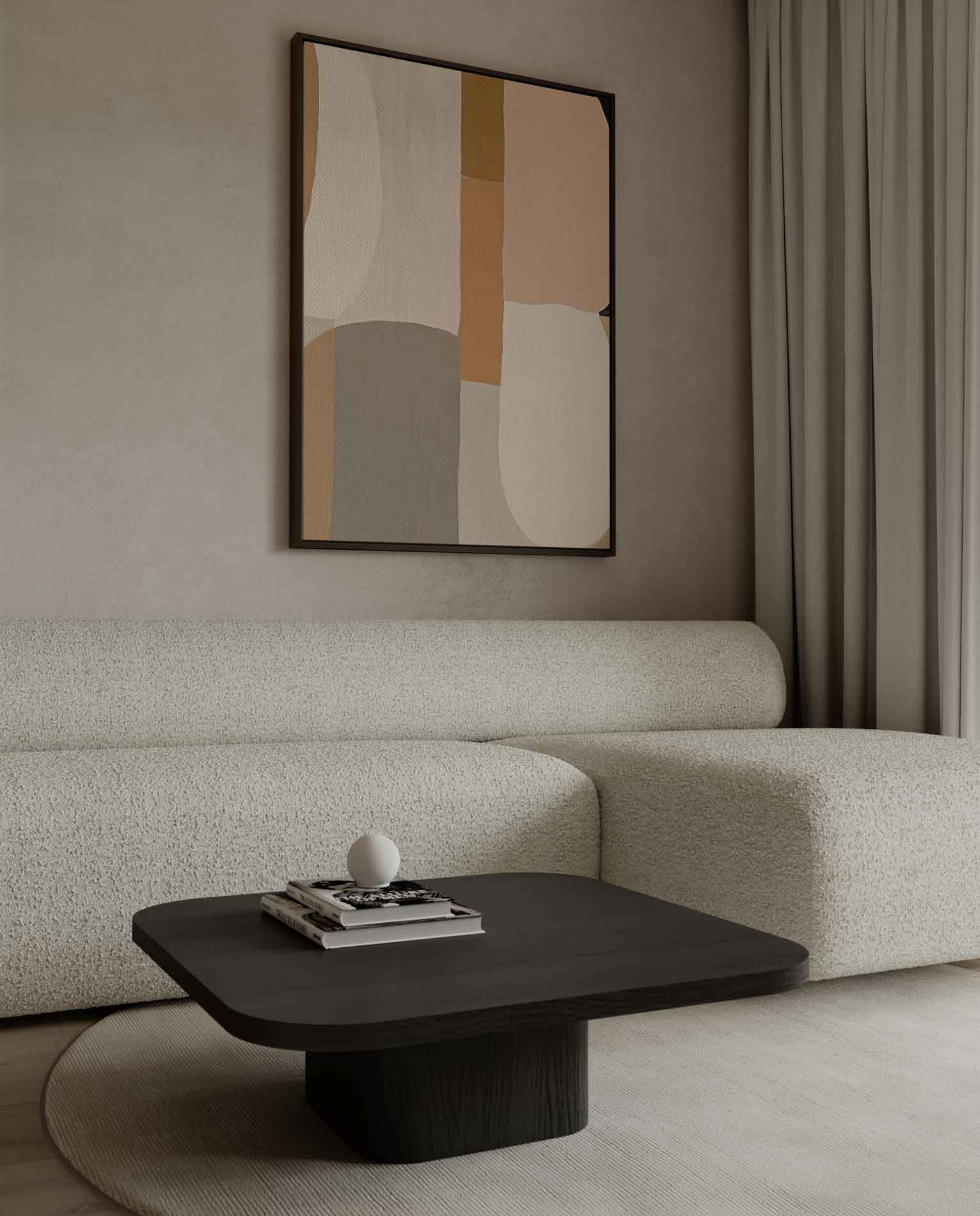 Zachte Aardetinten Abstractie Kunstwerk-canvas-dibond-plexiglas-wanddecoratie-WallArtistic
