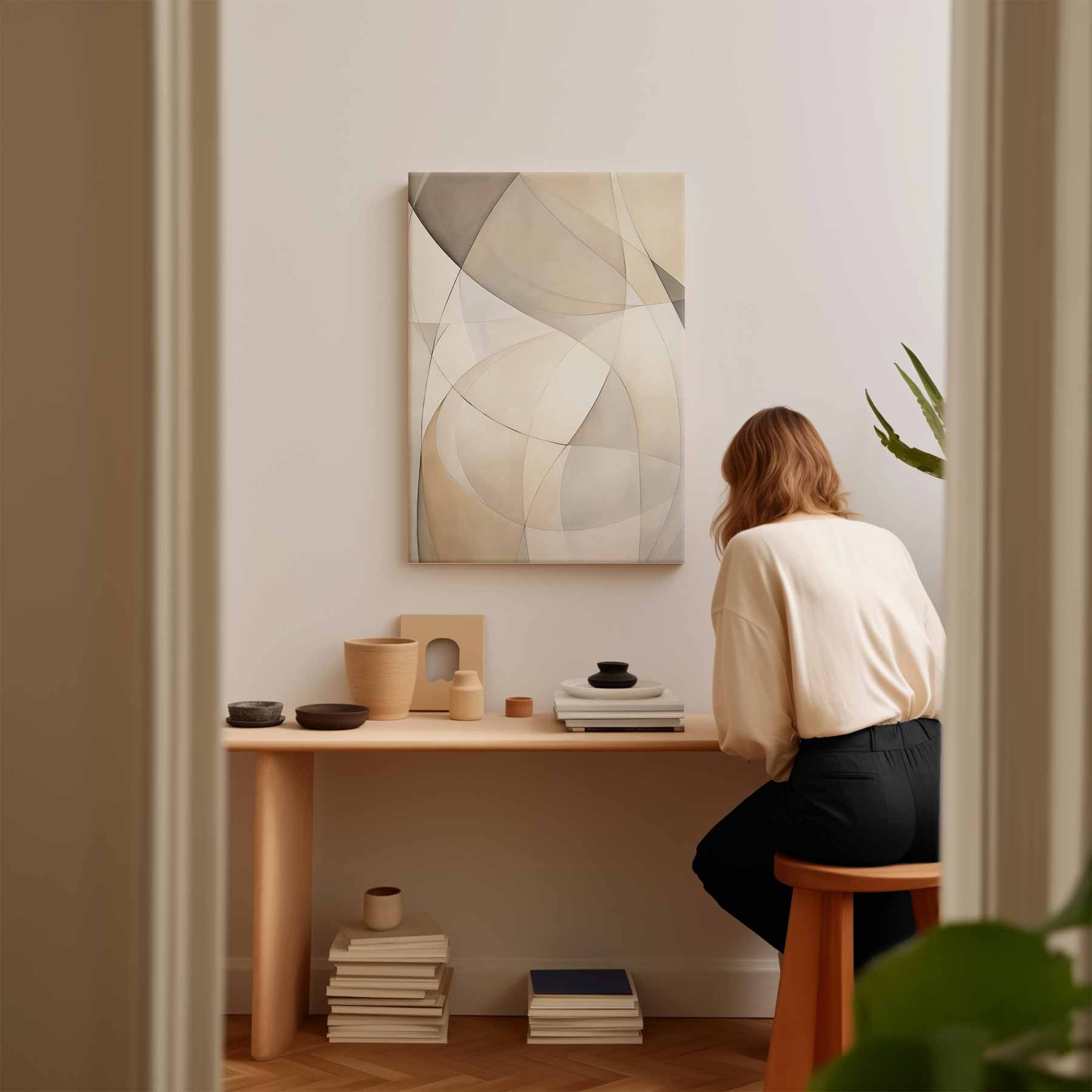 Zachte Abstracte Lijnen Kunstwerk-canvas-dibond-plexiglas-wanddecoratie-WallArtistic