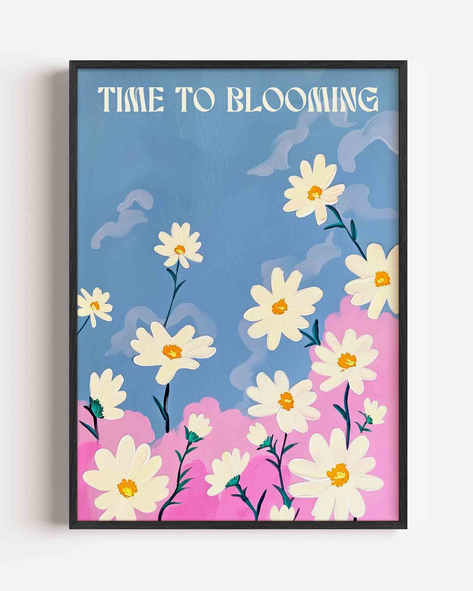 Bloemen en wolken Poster