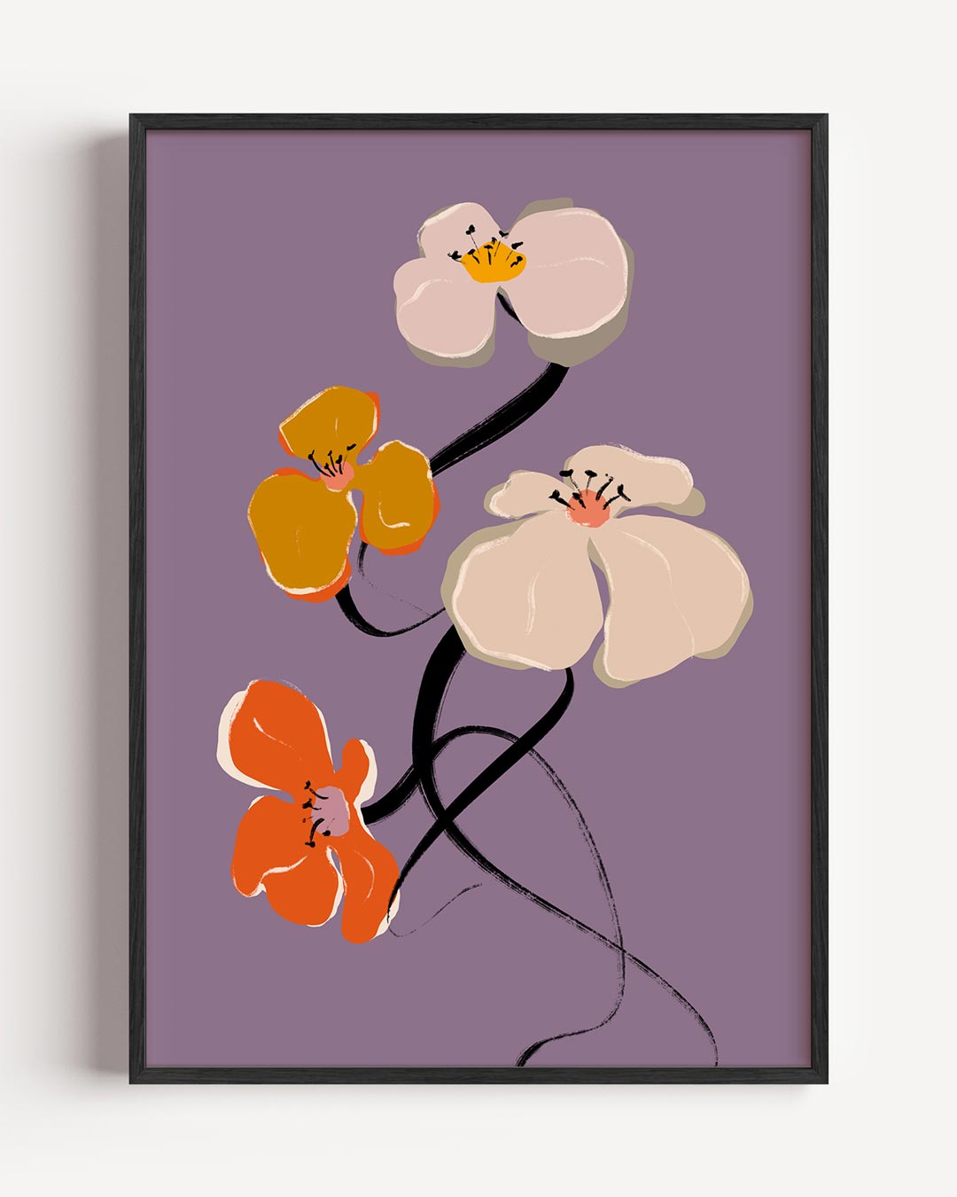 Bloemenpracht op Paarse Achtergrond Poster-WallArtistic