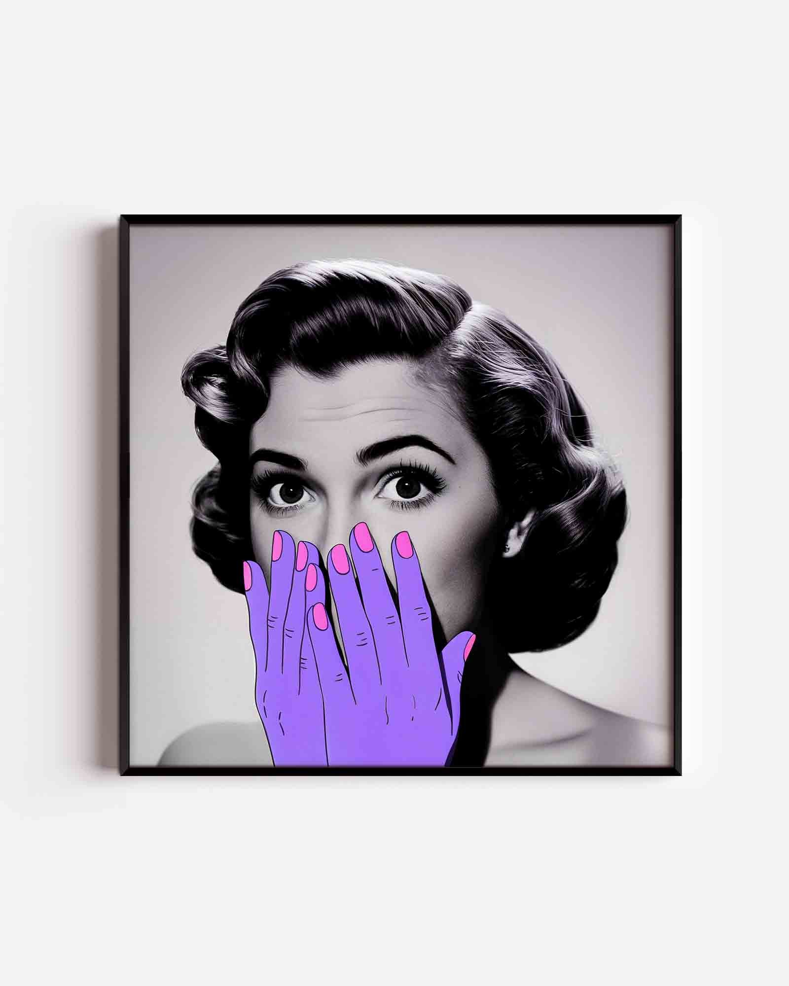 Vrouw met paarse handen Poster