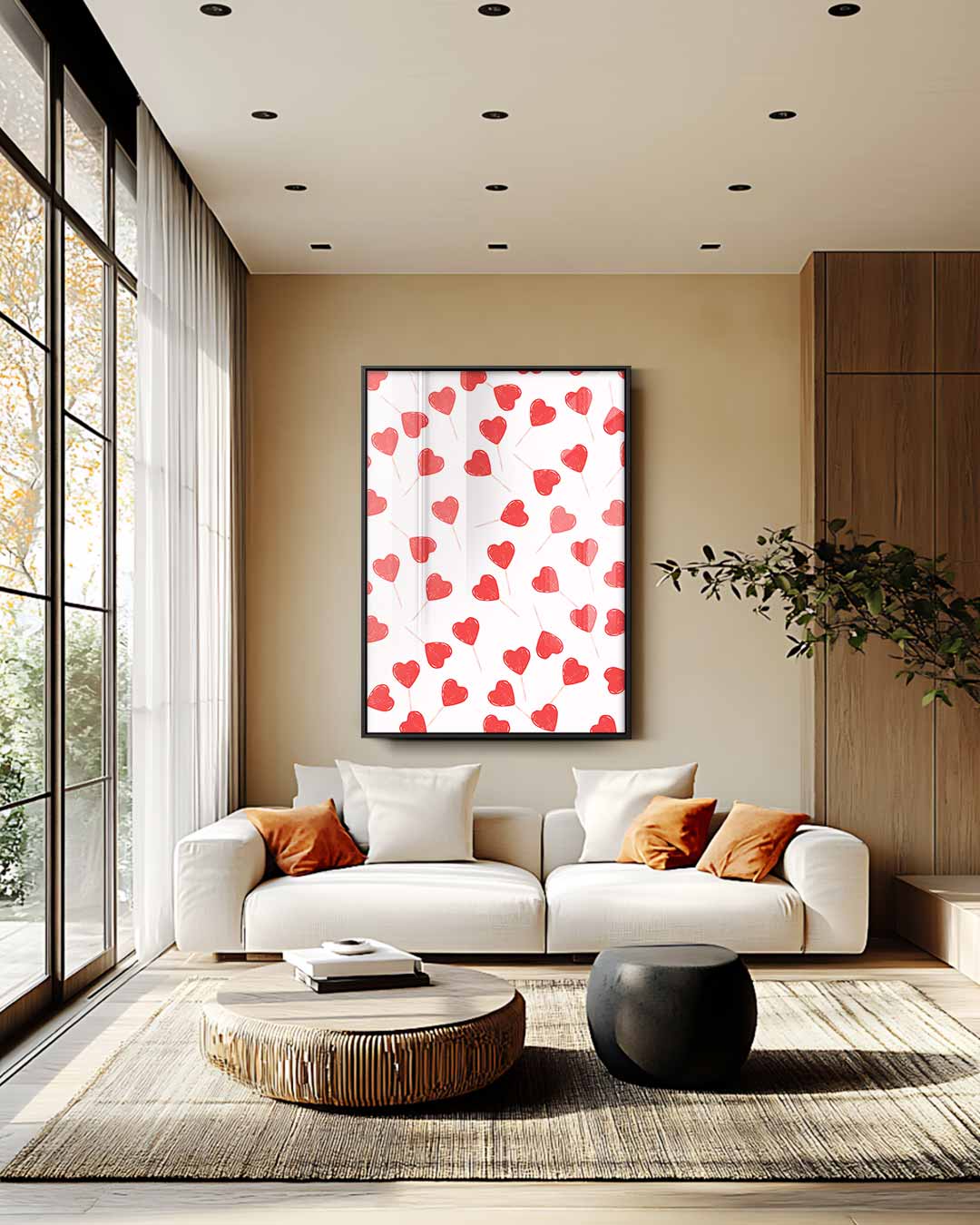 Hartvormige Lollypatroon Kunstwerk-canvas-dibond-plexiglas-wanddecoratie-WallArtistic