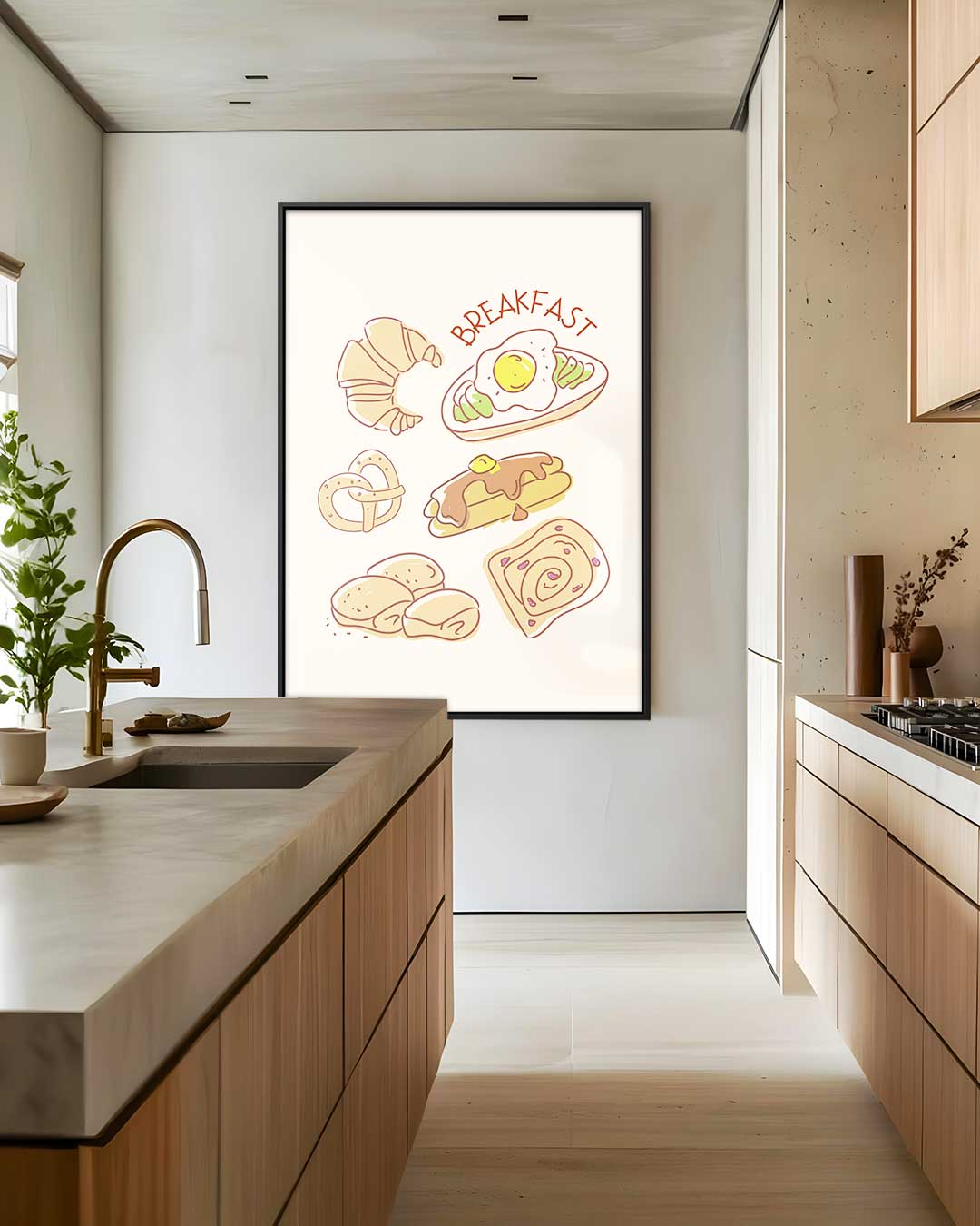 Ontbijt Illustratie Kunstwerk-canvas-dibond-plexiglas-wanddecoratie-WallArtistic