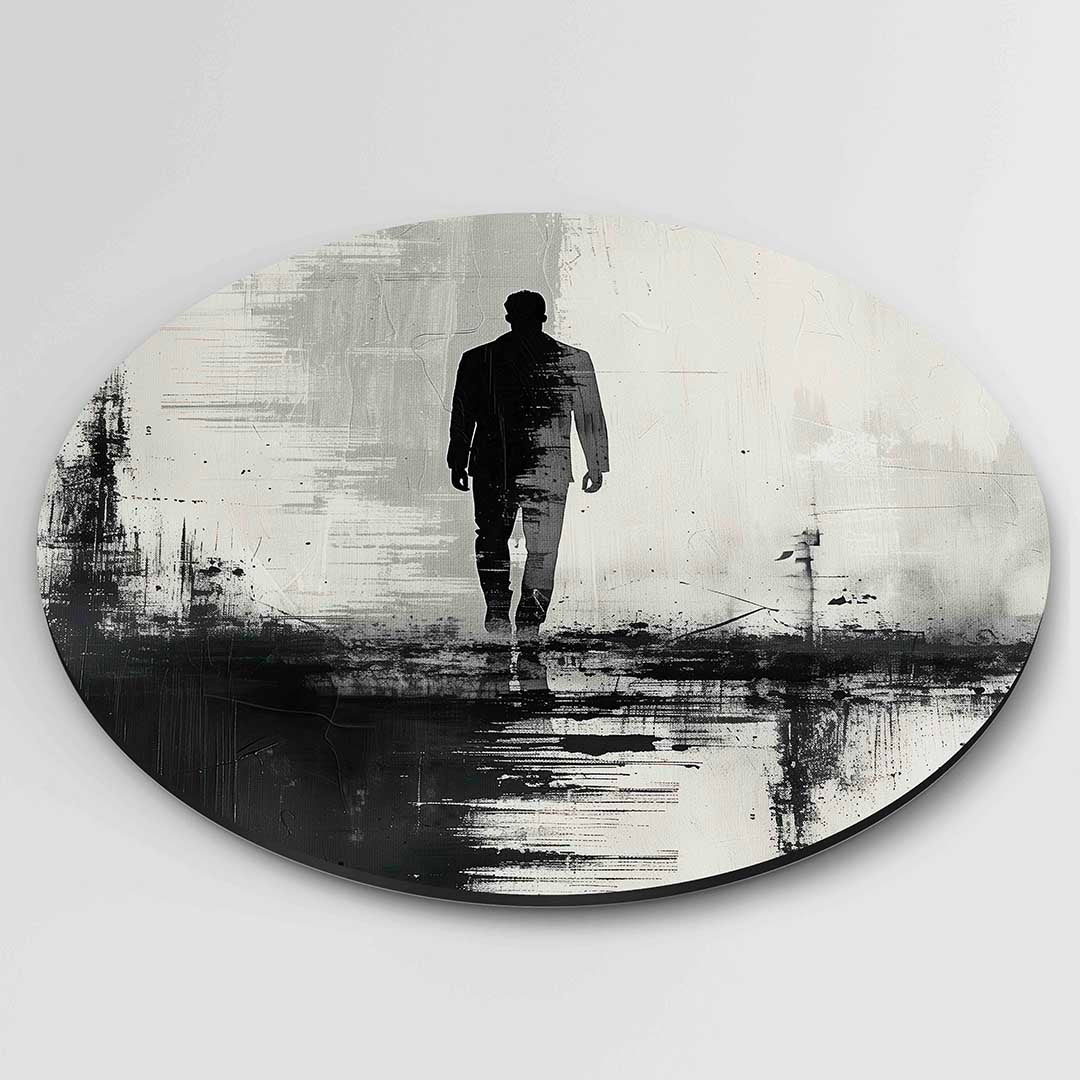Silhouet van wandelende man Muurcirkel