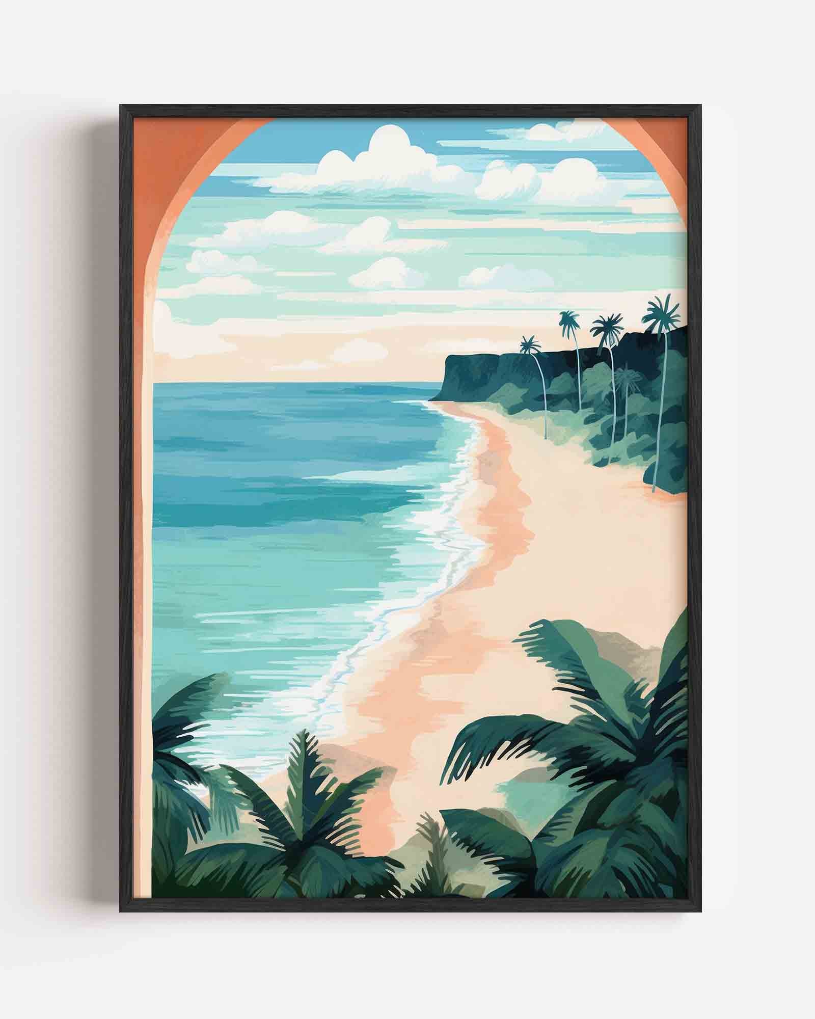 Strand en palmbomen Poster