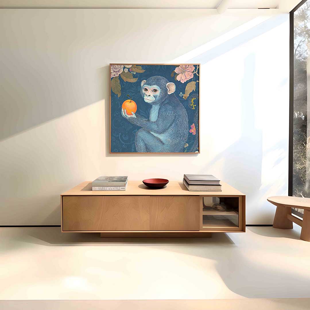 Aap met sinaasappel Poster