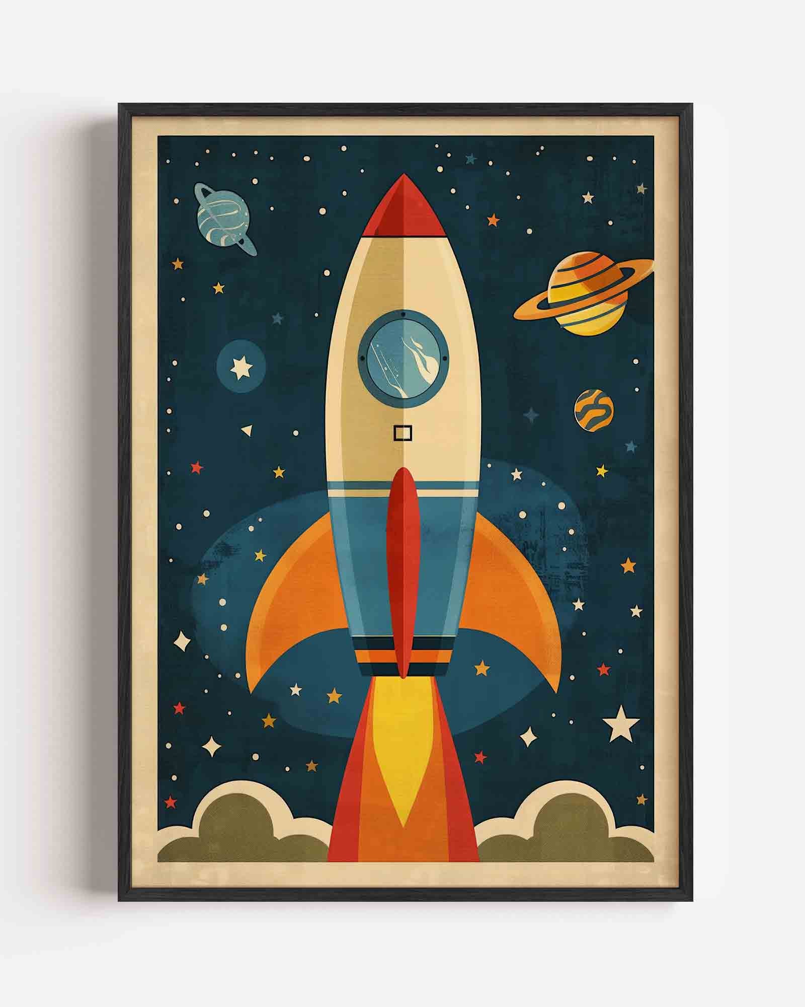 Raket en planeten Poster