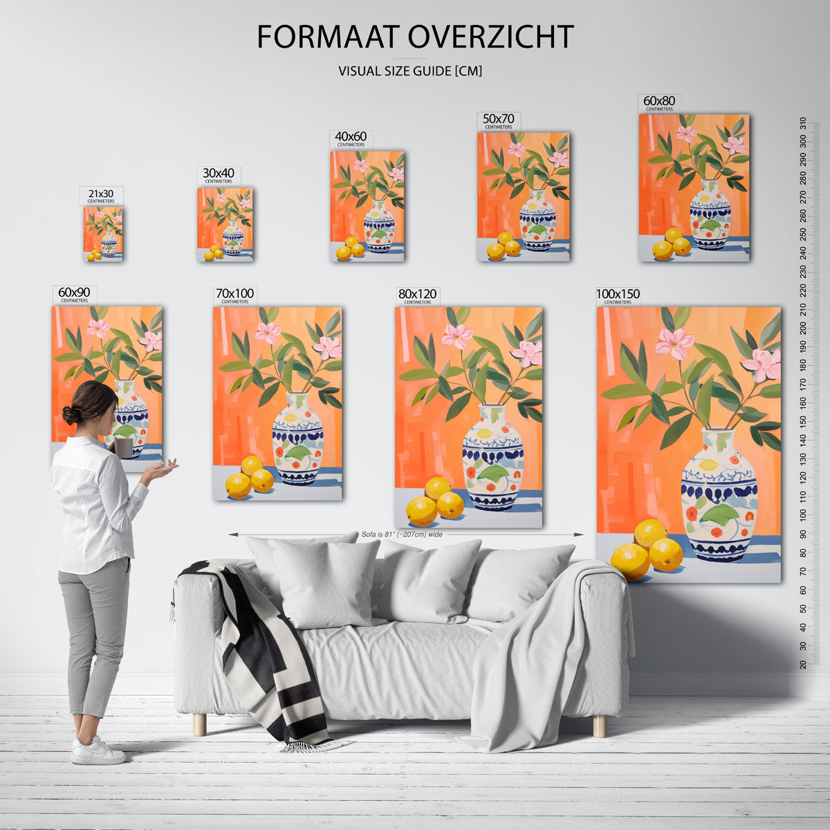 Bloemen in vaas met citroenen Poster