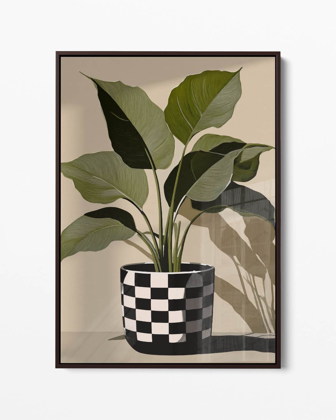 Checkered Plant Pot Art Kunstwerk-canvas-dibond-plexiglas-wanddecoratie-WallArtistic