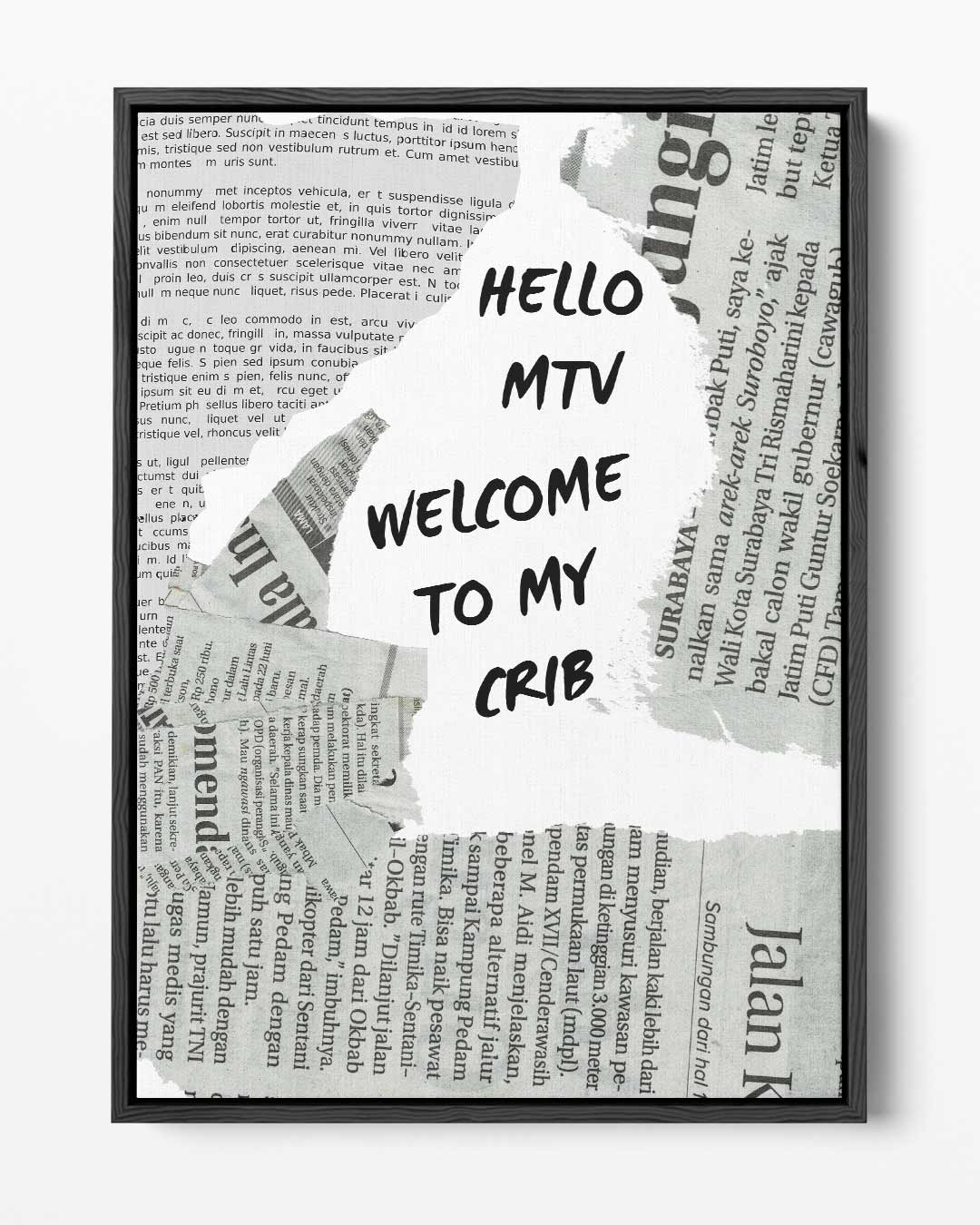 Grappige Krant Collage MTV Quote Kunstwerk-canvas-dibond-plexiglas-wanddecoratie-WallArtistic