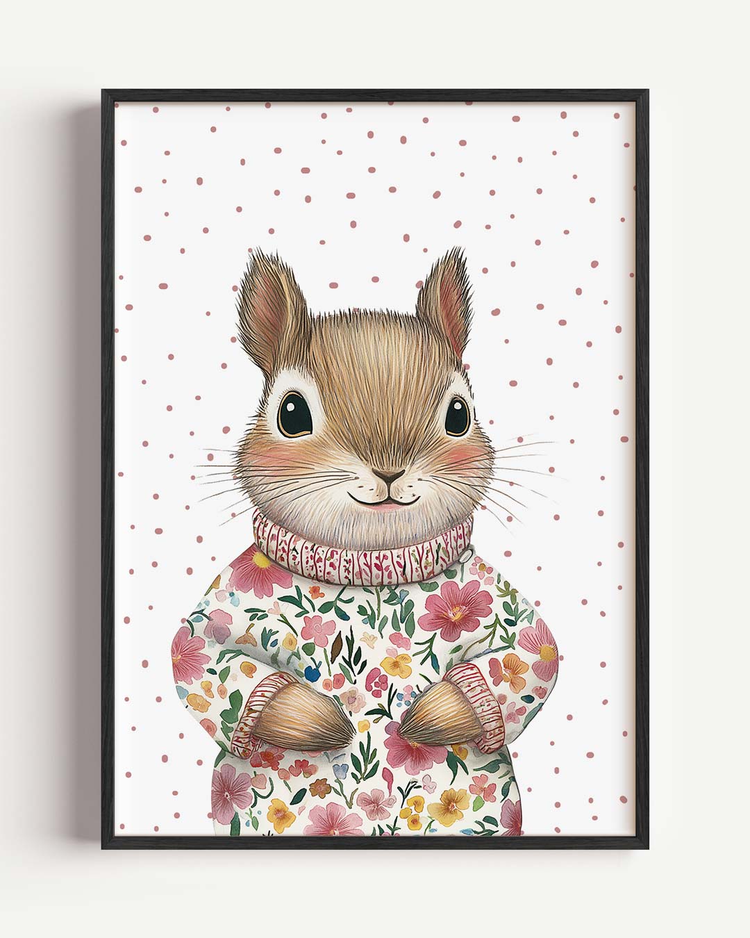 Vrolijke Bloemensweater Eekhoorn Poster