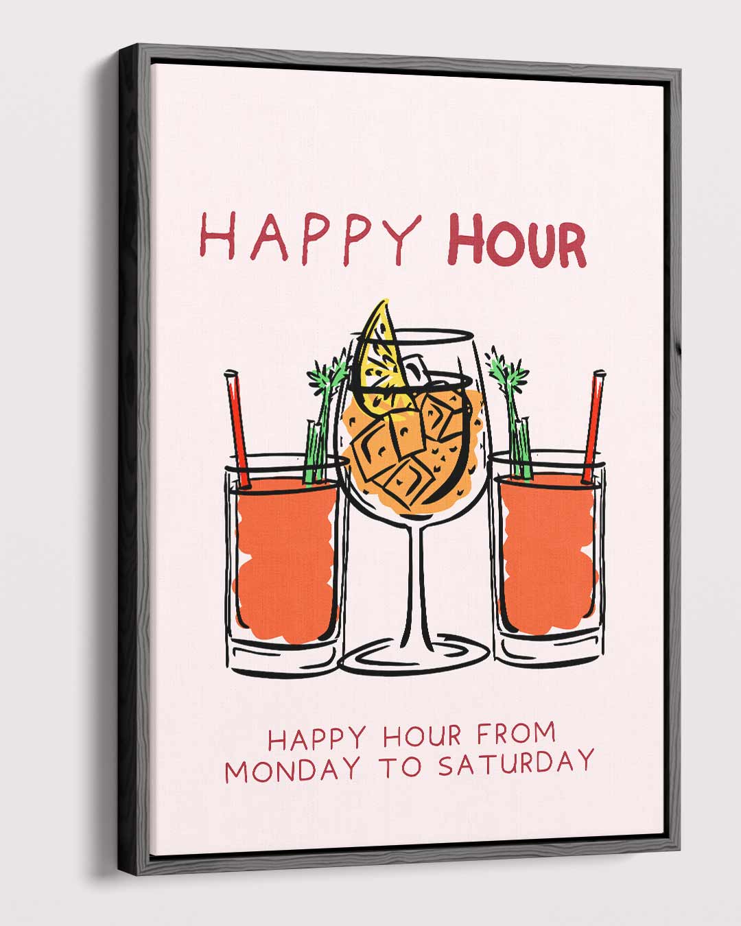 Happy Hour Illustratie Kunstwerk-canvas-dibond-plexiglas-wanddecoratie-WallArtistic