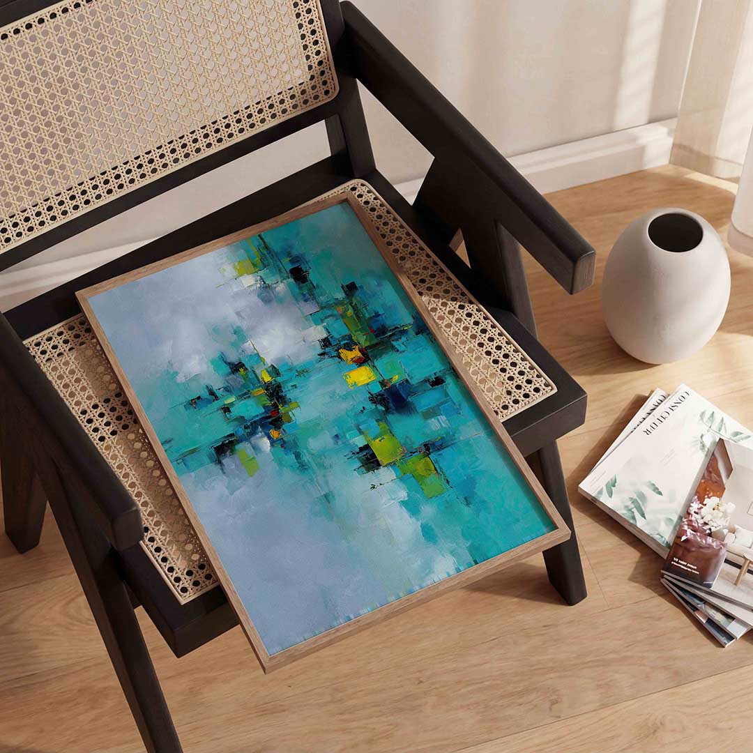 Abstracte blauwe compositie Poster