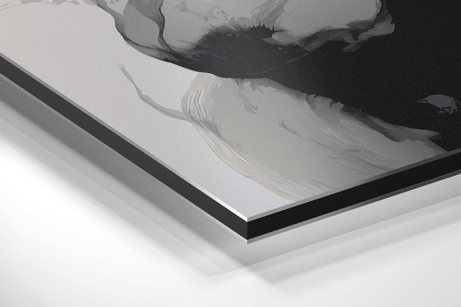 Golvende Zwart-Witte Abstractie Kunstwerk-canvas-dibond-plexiglas-wanddecoratie-WallArtistic