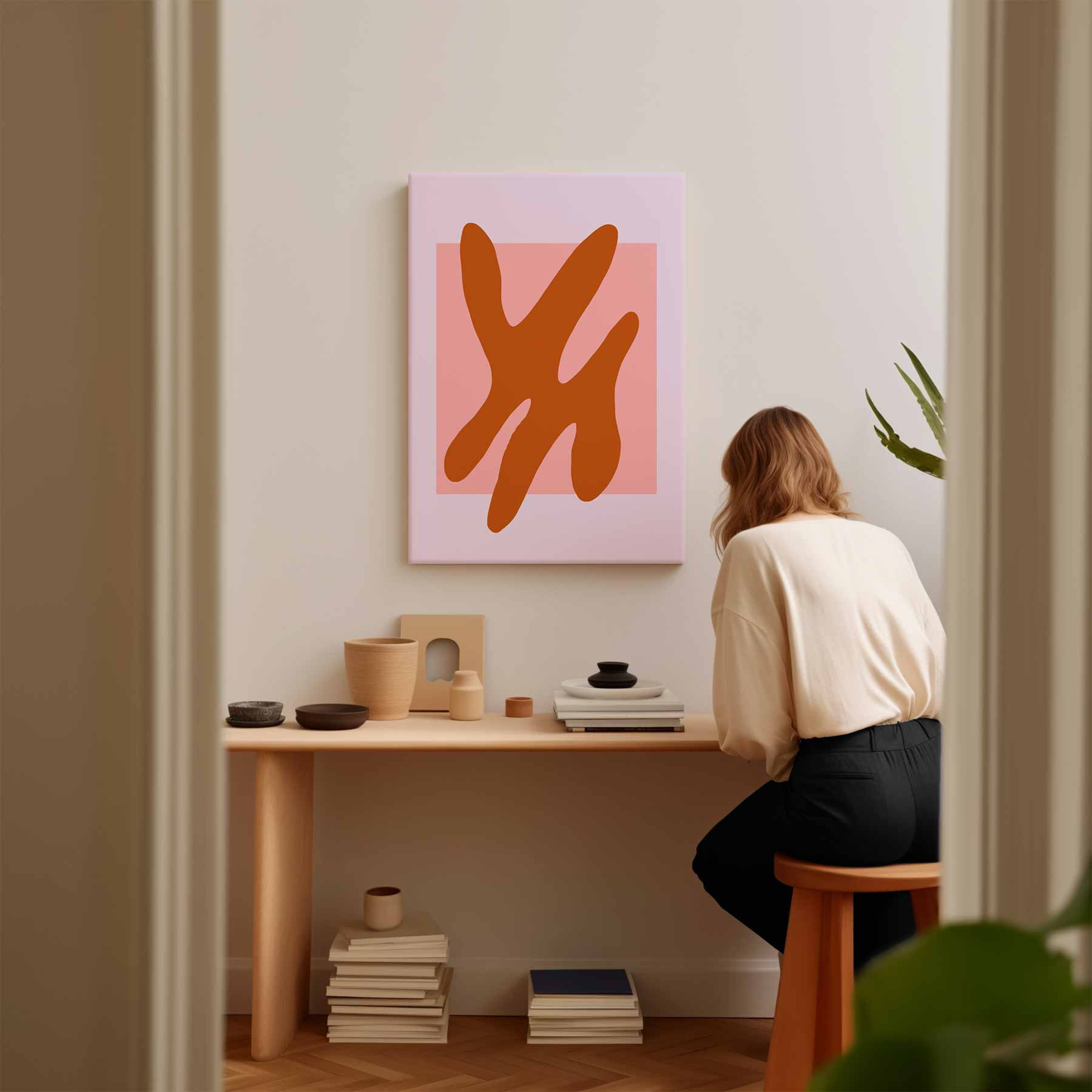 Abstracte Terracotta Vormen Kunstwerk-canvas-dibond-plexiglas-wanddecoratie-WallArtistic