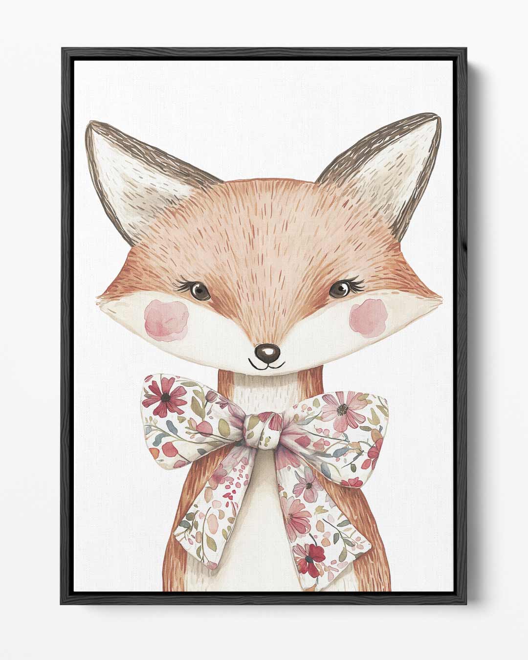 Schattige Vos met Bloemendasje Kunstwerk-canvas-dibond-plexiglas-wanddecoratie-WallArtistic