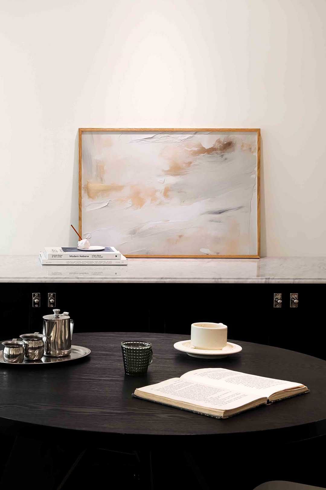 Abstracte beige en witte Poster