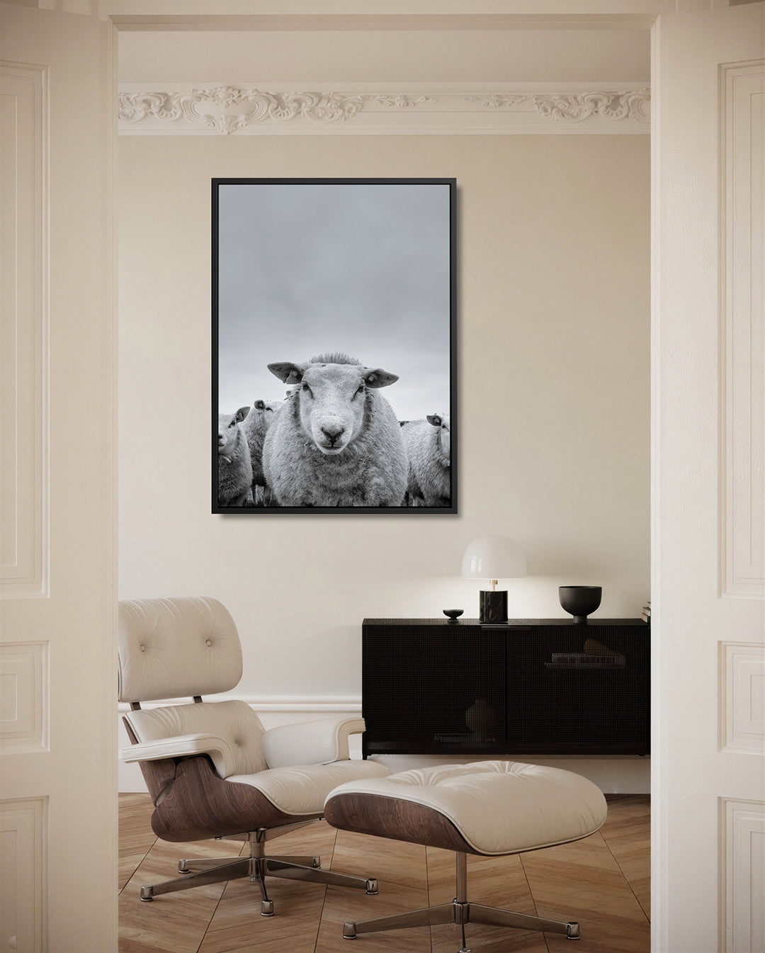 Schapenportret Kunstwerk