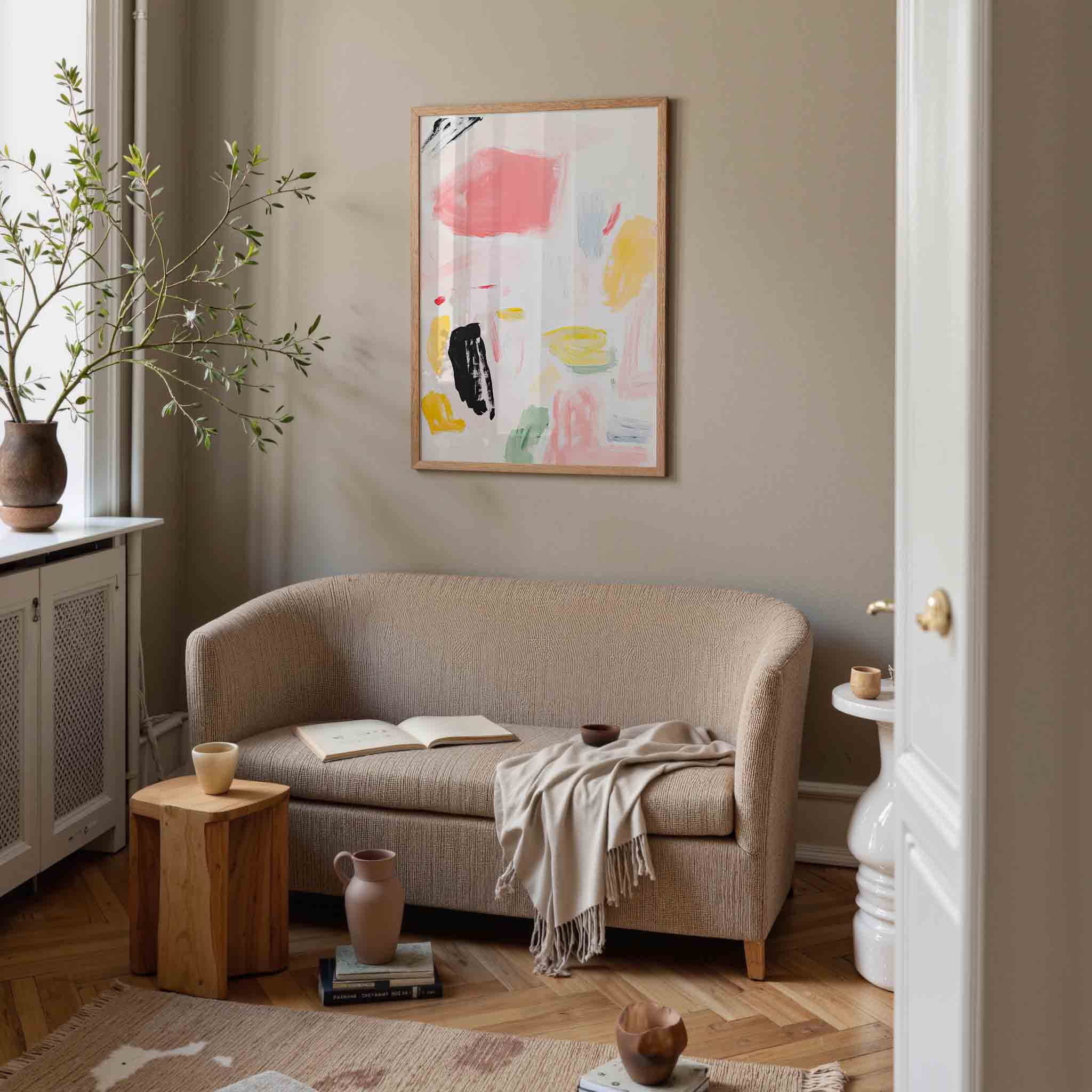 Abstracte penseelstreken Poster