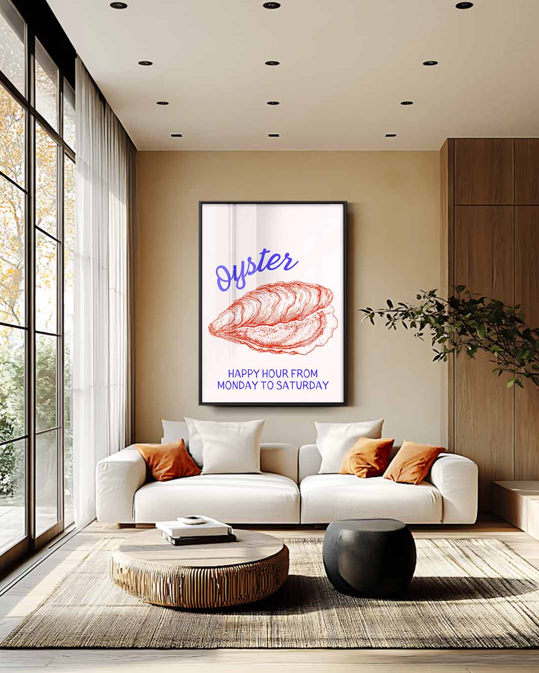 Oester Illustratie Poster Kunstwerk-canvas-dibond-plexiglas-wanddecoratie-WallArtistic