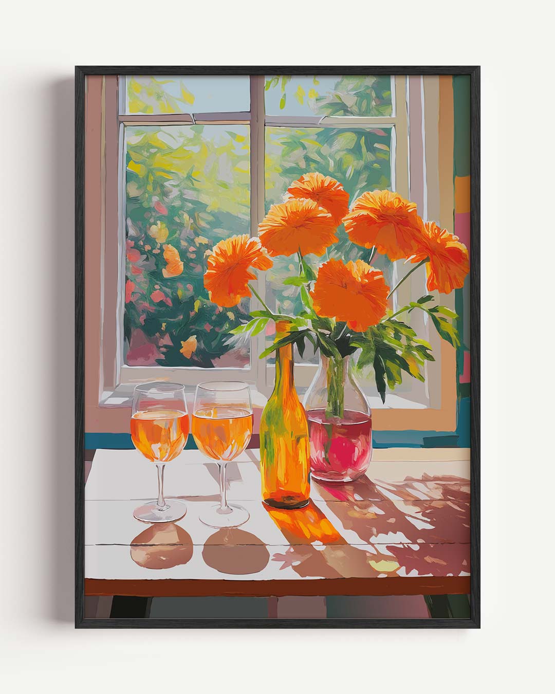 Zonnige Bloemen en Rosé Poster