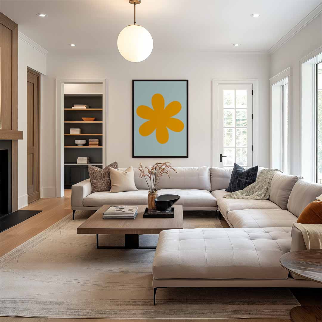 Speelse Bloem in Vrolijke Kleuren Kunstwerk-canvas-dibond-plexiglas-wanddecoratie-WallArtistic