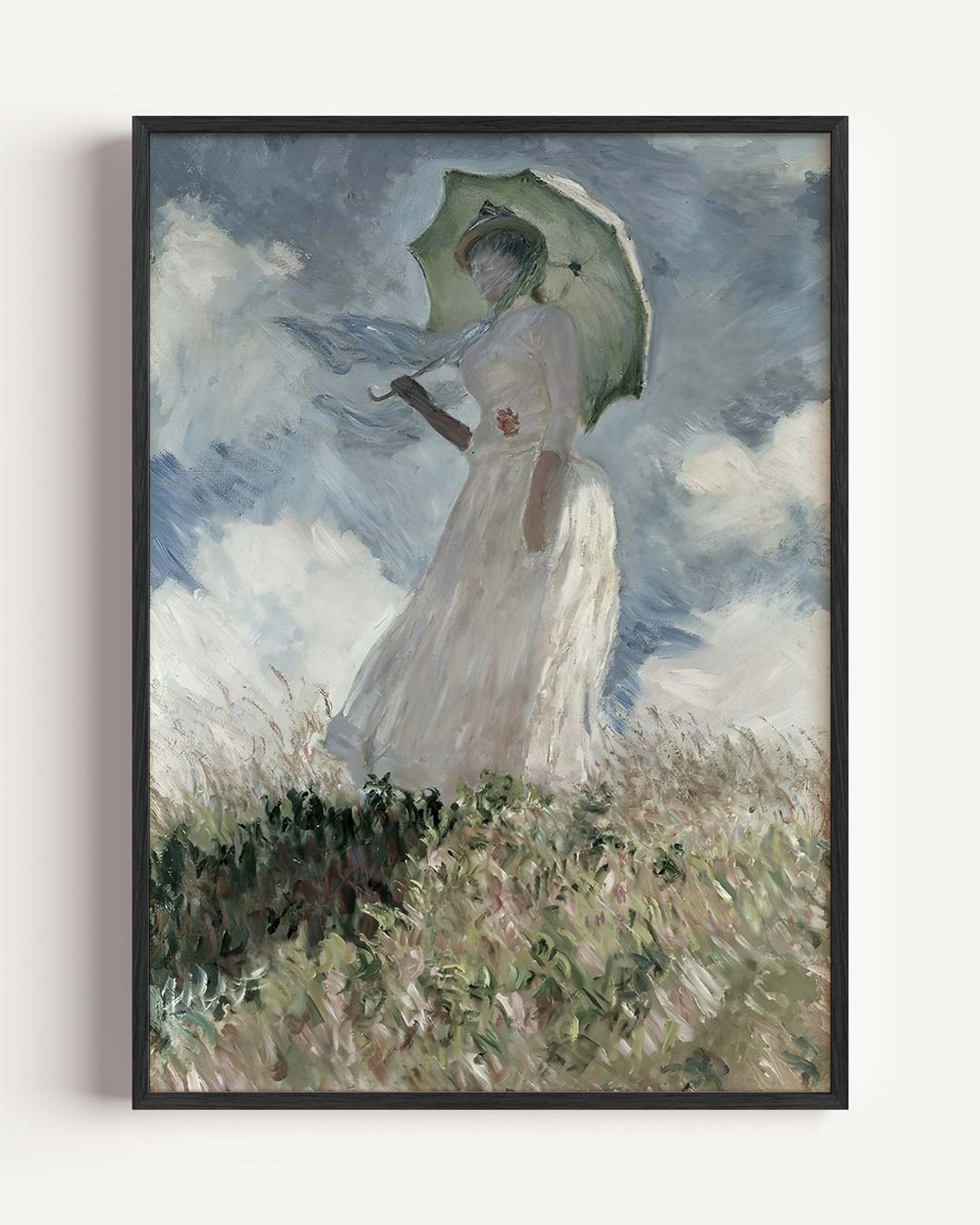 Vrouw met Parasol in de Wind Poster