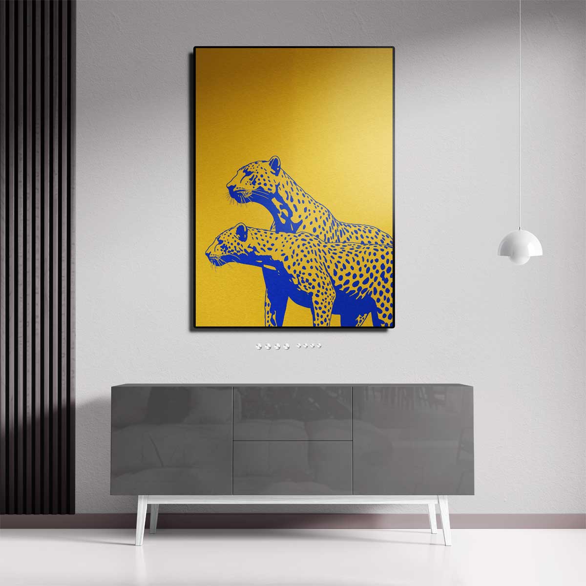 Elegante Cheetahs in Kleur Kunstwerk-canvas-dibond-plexiglas-wanddecoratie-WallArtistic