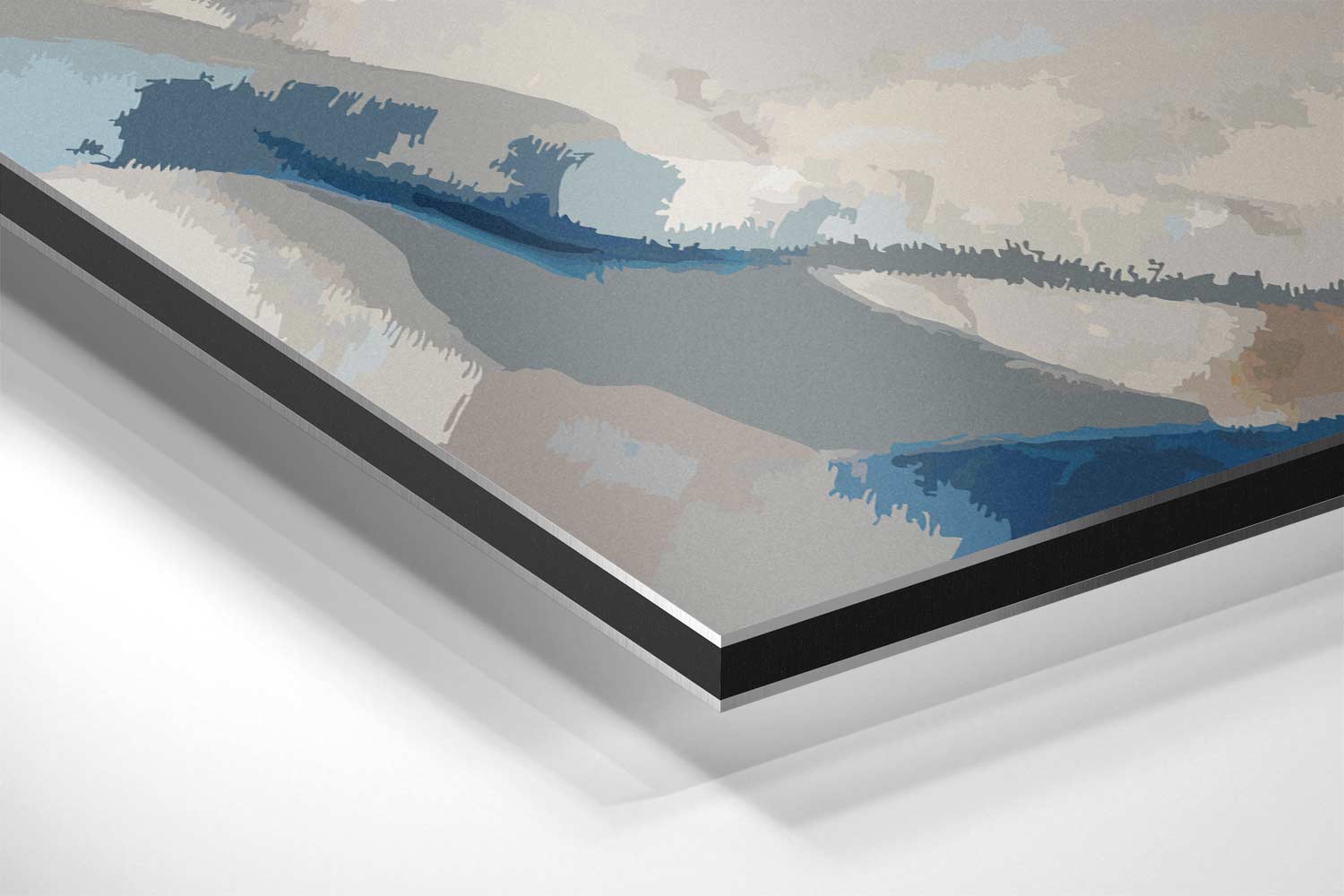 Koffiepauze op Blauwe Tafelloper Kunstwerk-canvas-dibond-plexiglas-wanddecoratie-WallArtistic