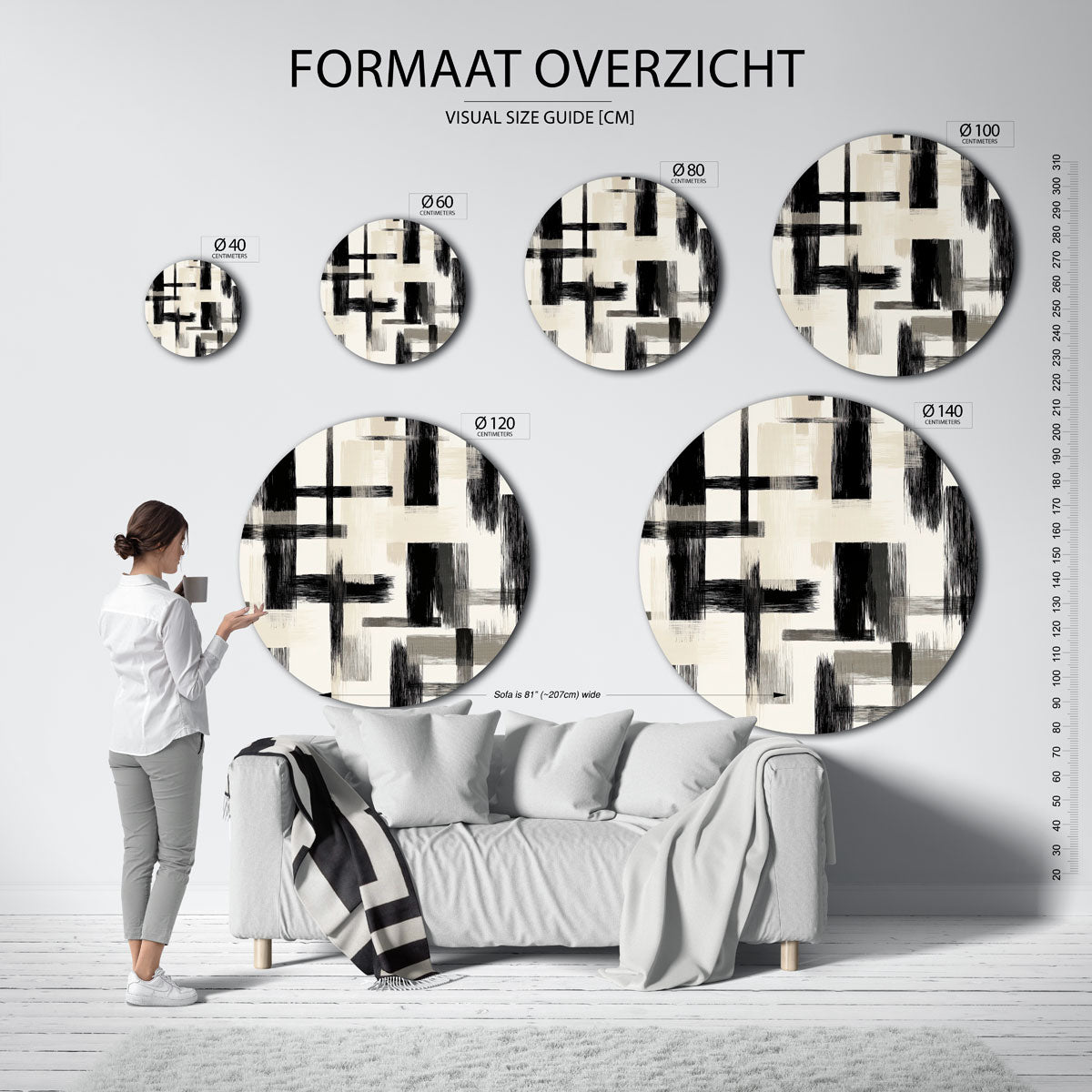 Abstracte lijnen Muurcirkel