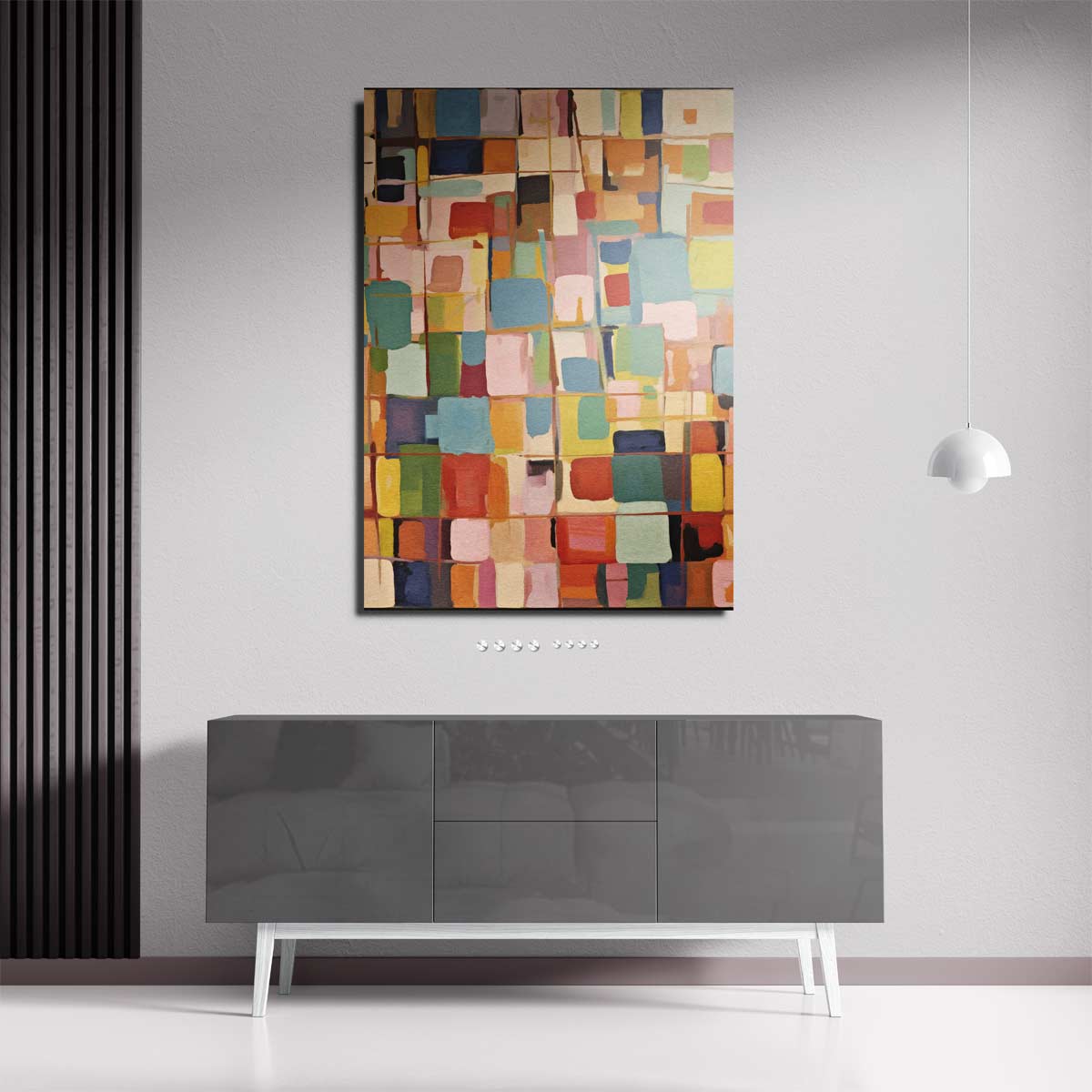 Kleurrijke Abstracte Compositie Kunstwerk-canvas-dibond-plexiglas-wanddecoratie-WallArtistic