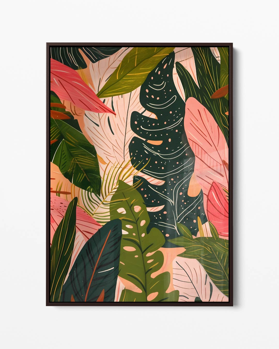 Tropische Bladeren Mix Kunstwerk-canvas-dibond-plexiglas-wanddecoratie-WallArtistic