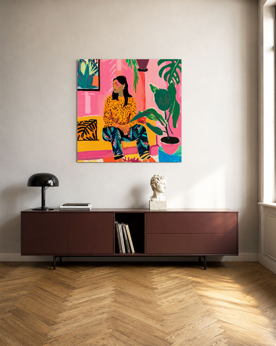 Vrolijke interieur scène Kunstwerk