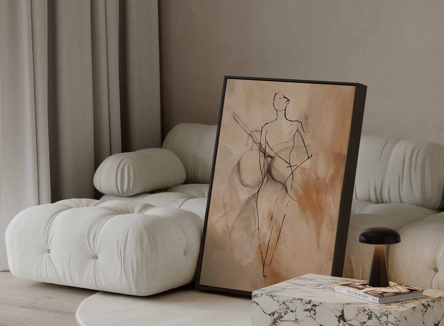 Elegante Schets van een Vrouw Kunstwerk-canvas-dibond-plexiglas-wanddecoratie-WallArtistic