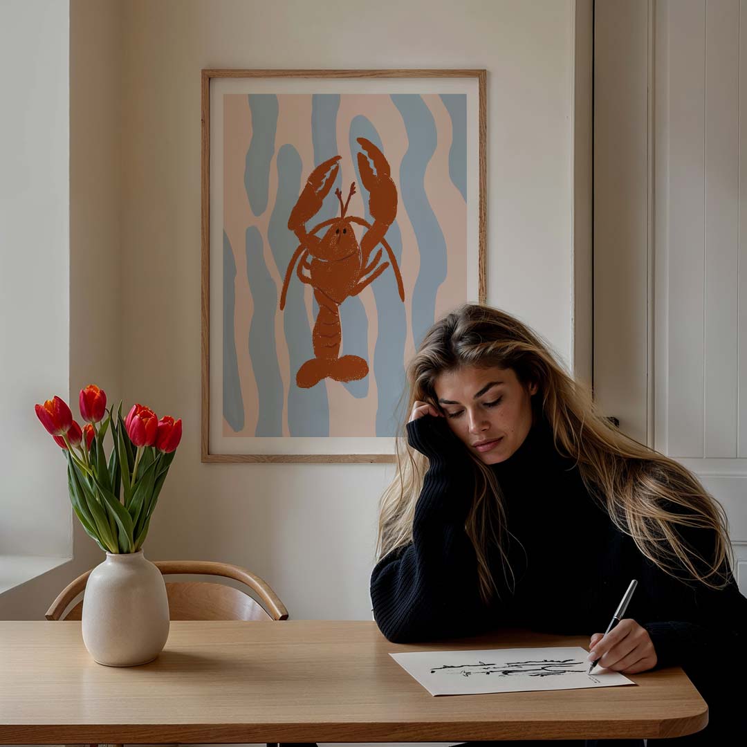 Speelse Kreeft Kunstposter-WallArtistic