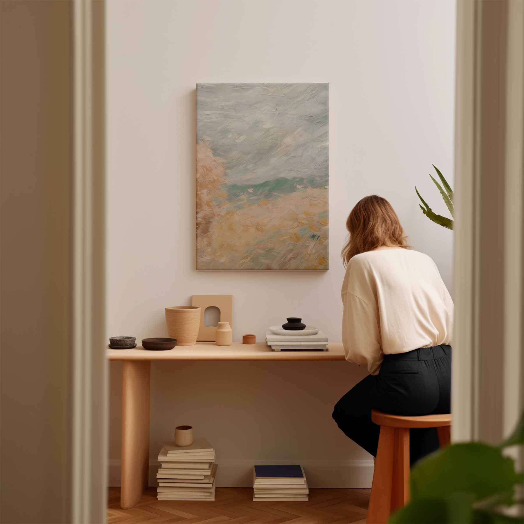 Zomers Veld in Pastel Kunstwerk-canvas-dibond-plexiglas-wanddecoratie-WallArtistic