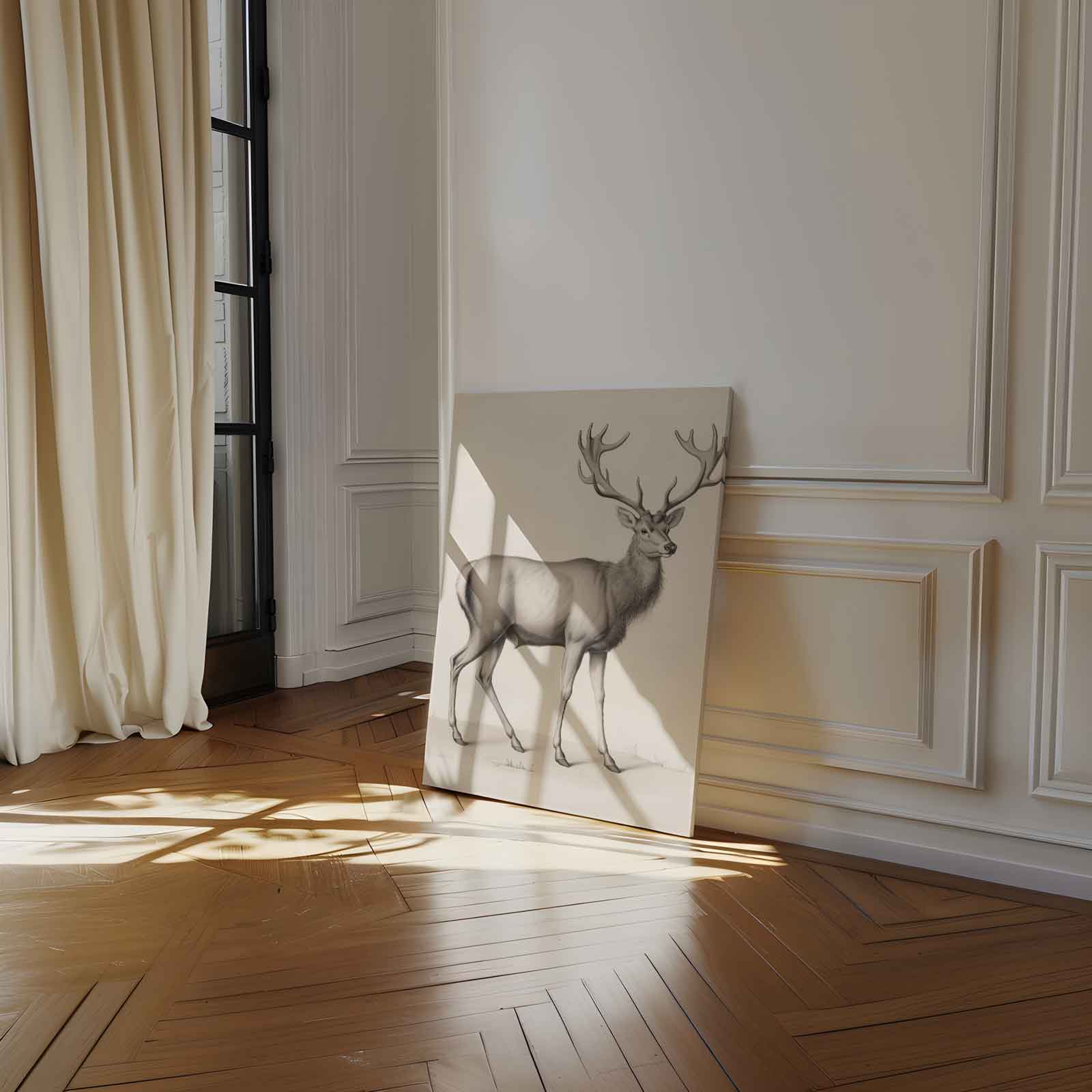Elegante Hertenschets Kunstwerk-canvas-dibond-plexiglas-wanddecoratie-WallArtistic