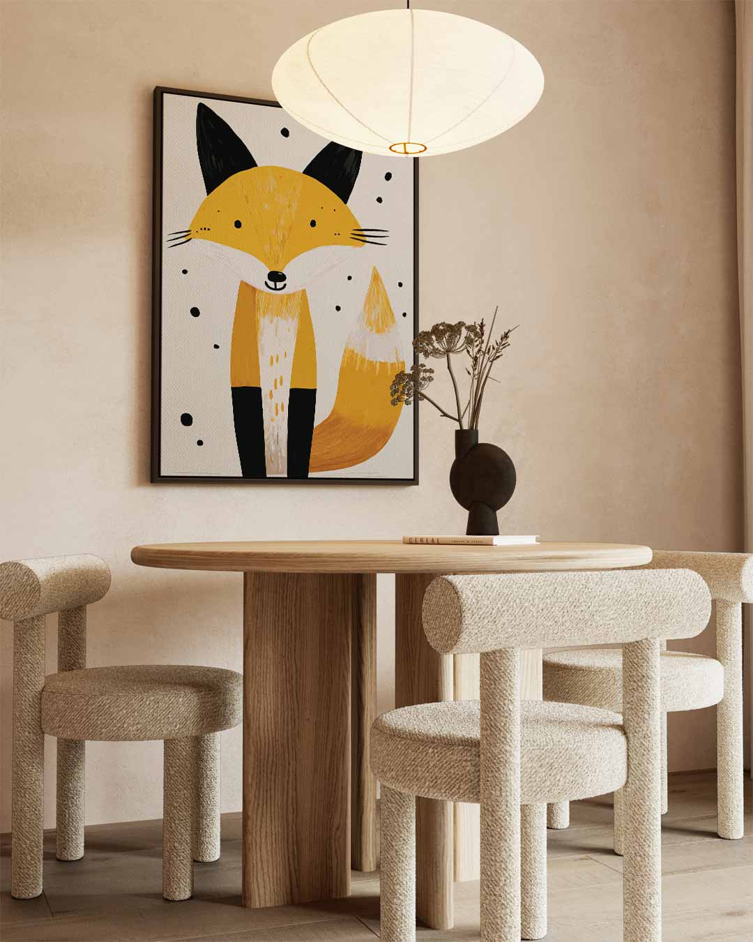 Vrolijke Vos Illustratie Kunstwerk-canvas-dibond-plexiglas-wanddecoratie-WallArtistic