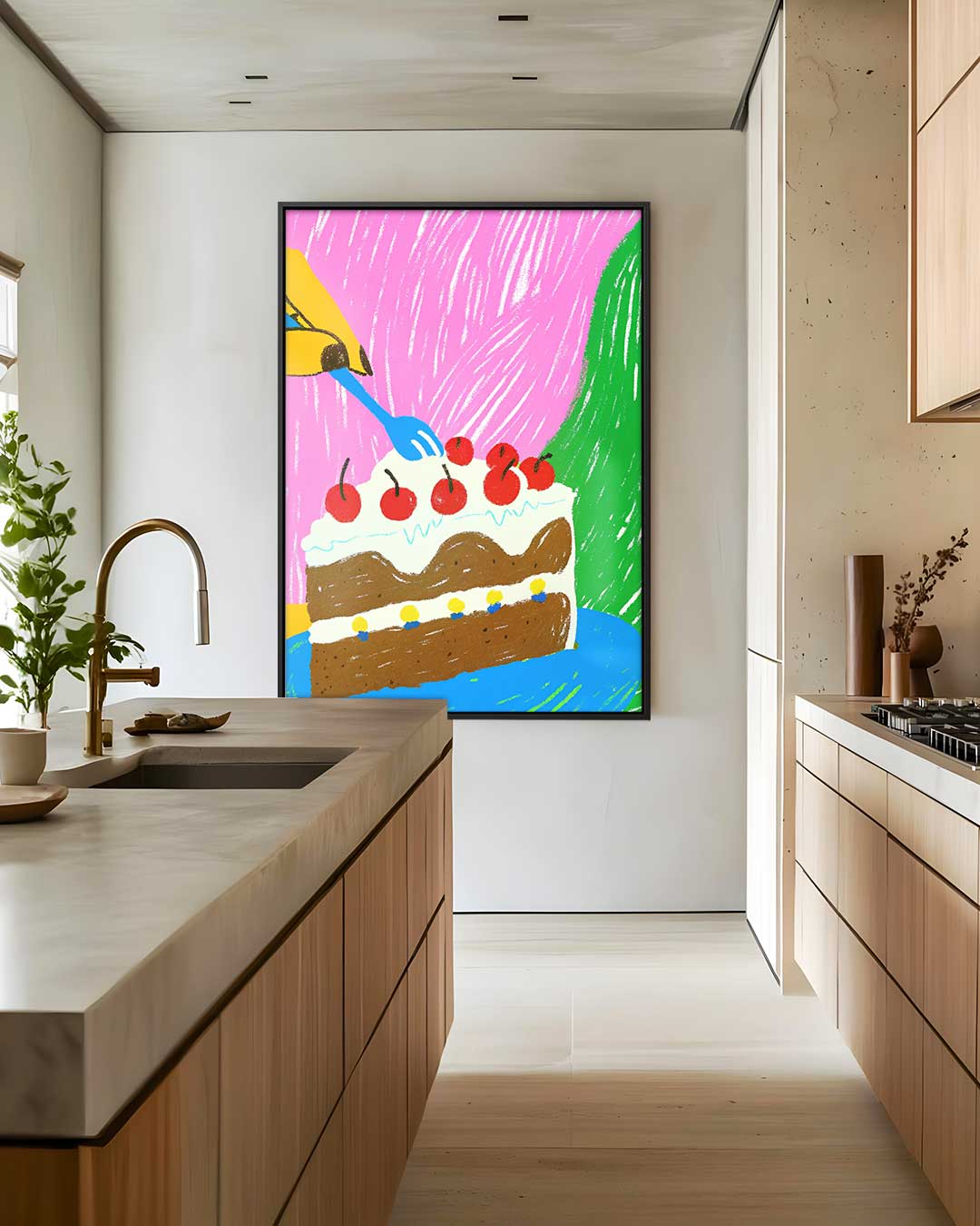 Vrolijke Taart Fantasie Kunstwerk-canvas-dibond-plexiglas-wanddecoratie-WallArtistic