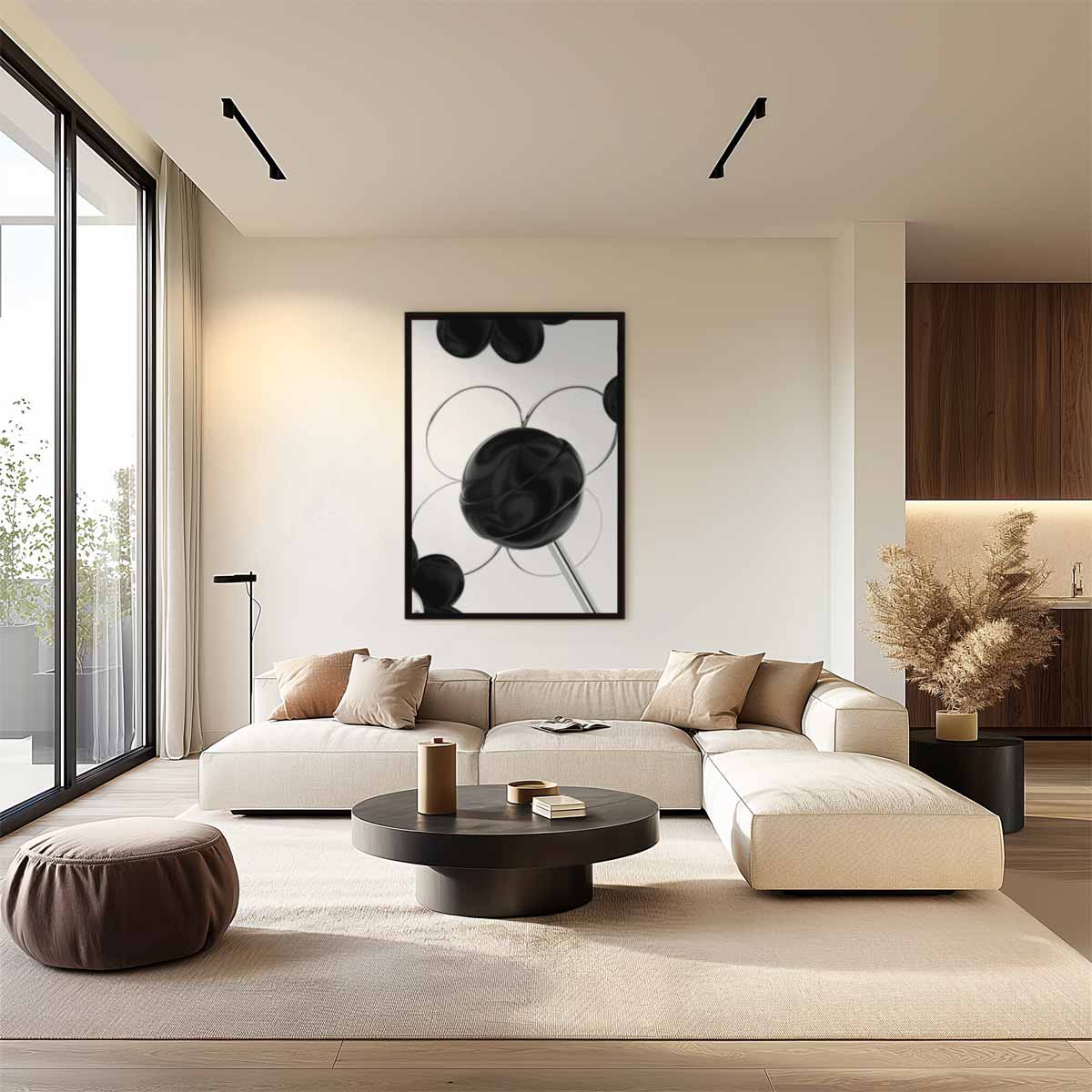 Zwarte Bloemsymfonie Kunstwerk-canvas-dibond-plexiglas-wanddecoratie-WallArtistic