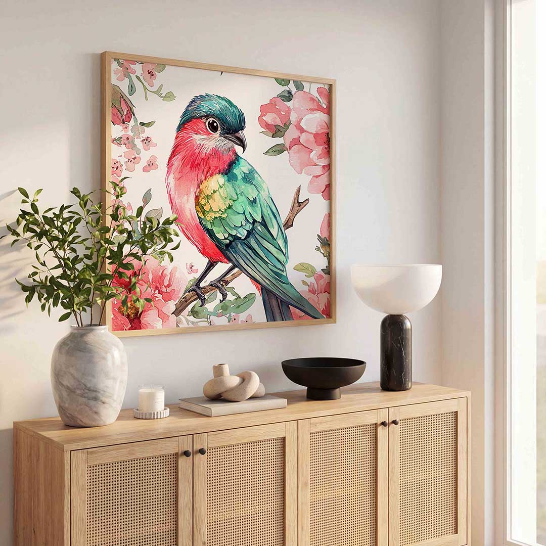 Vogel en bloemen Poster