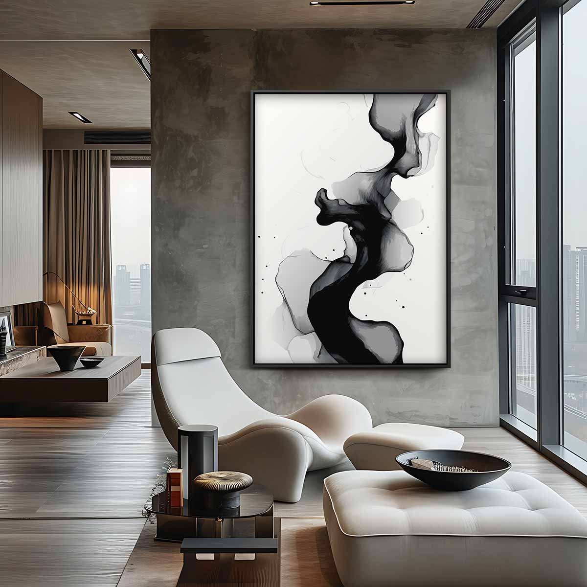 Golvend Grijs Kunstwerk-canvas-dibond-plexiglas-wanddecoratie-WallArtistic