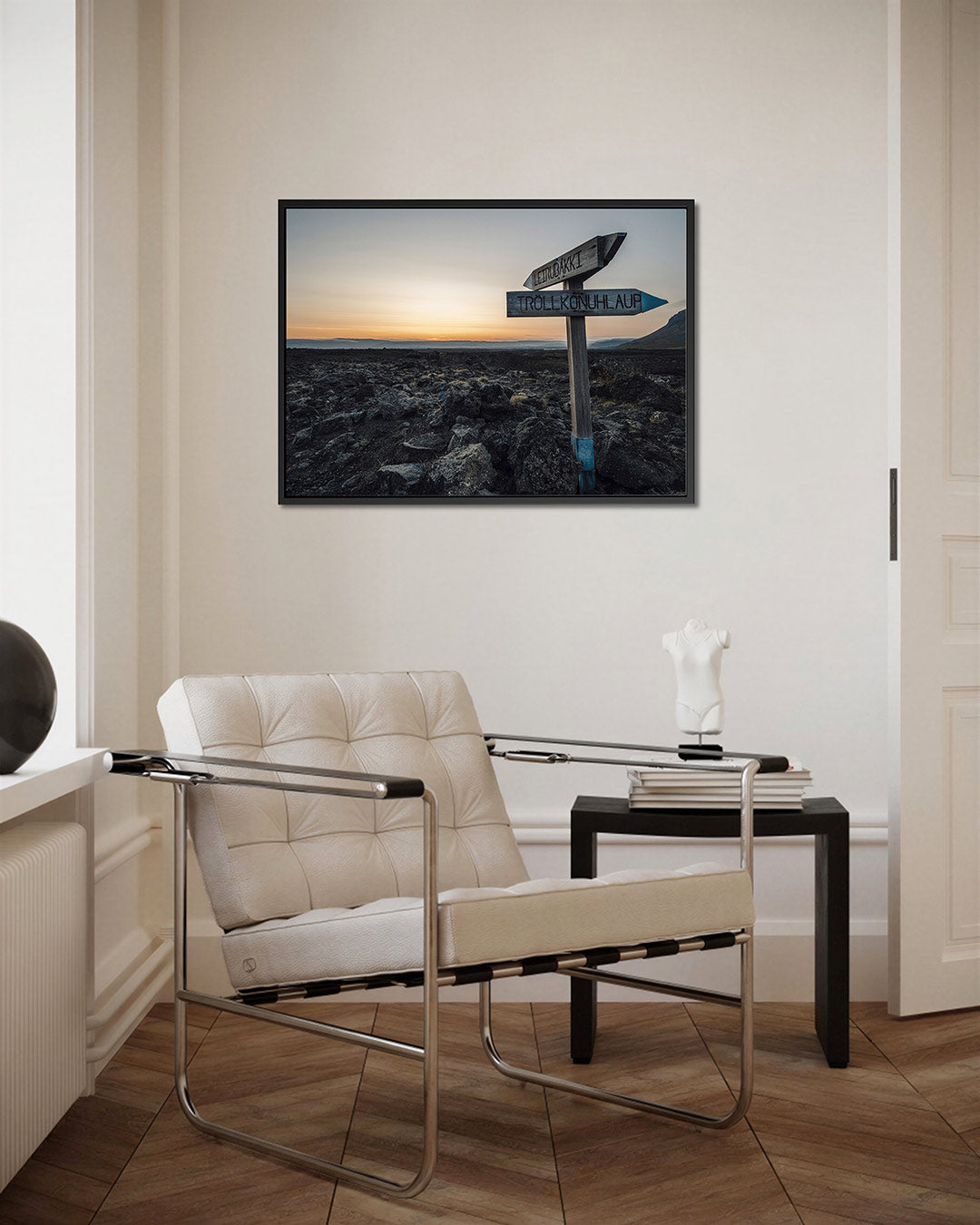 Landschap met wegwijzer Kunstwerk