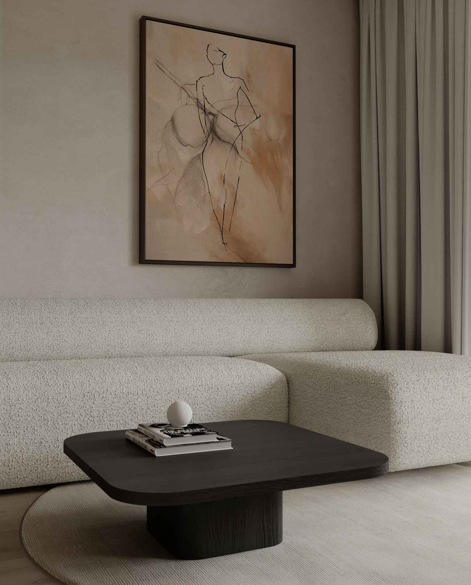 Elegante Schets van een Vrouw Kunstwerk-canvas-dibond-plexiglas-wanddecoratie-WallArtistic