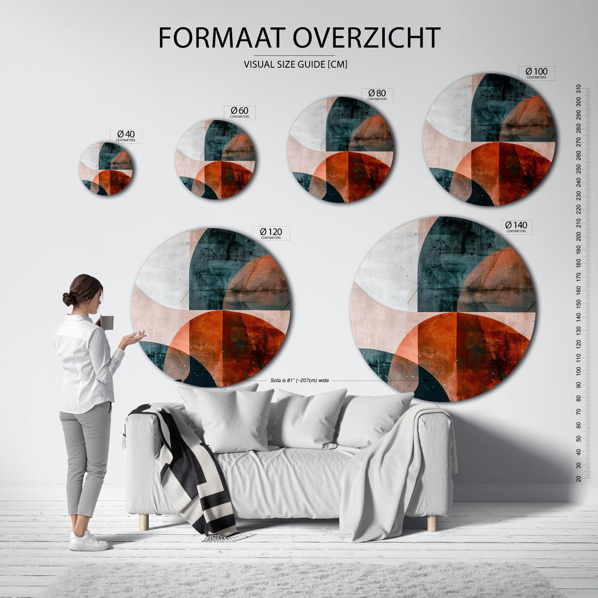 Abstracte vormen Muurcirkel
