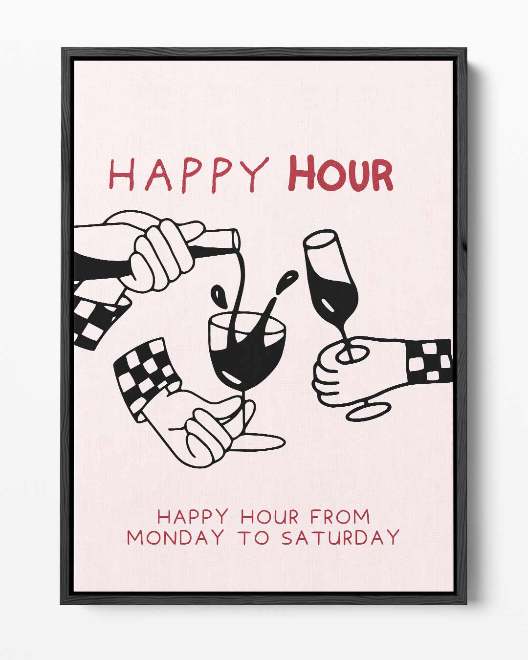 Happy Hour Illustratie Kunstwerk-canvas-dibond-plexiglas-wanddecoratie-WallArtistic