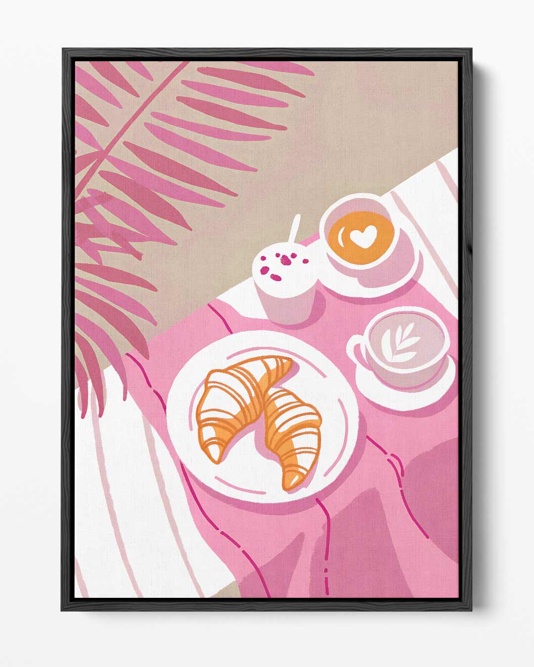 Zonnig Ontbijt op een Roze Picknickkleed Kunstwerk-canvas-dibond-plexiglas-wanddecoratie-WallArtistic