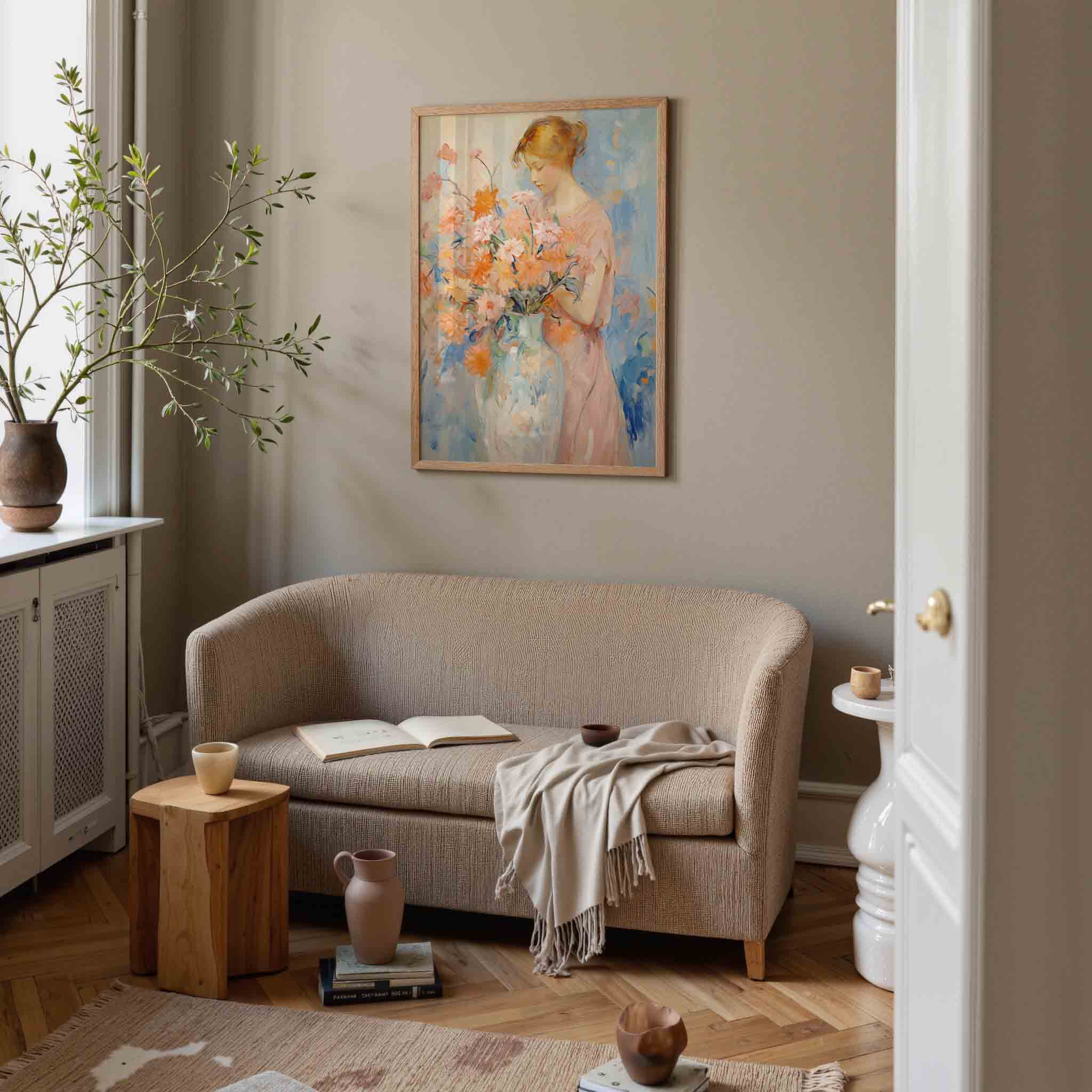 Vrouw met bloemen Poster